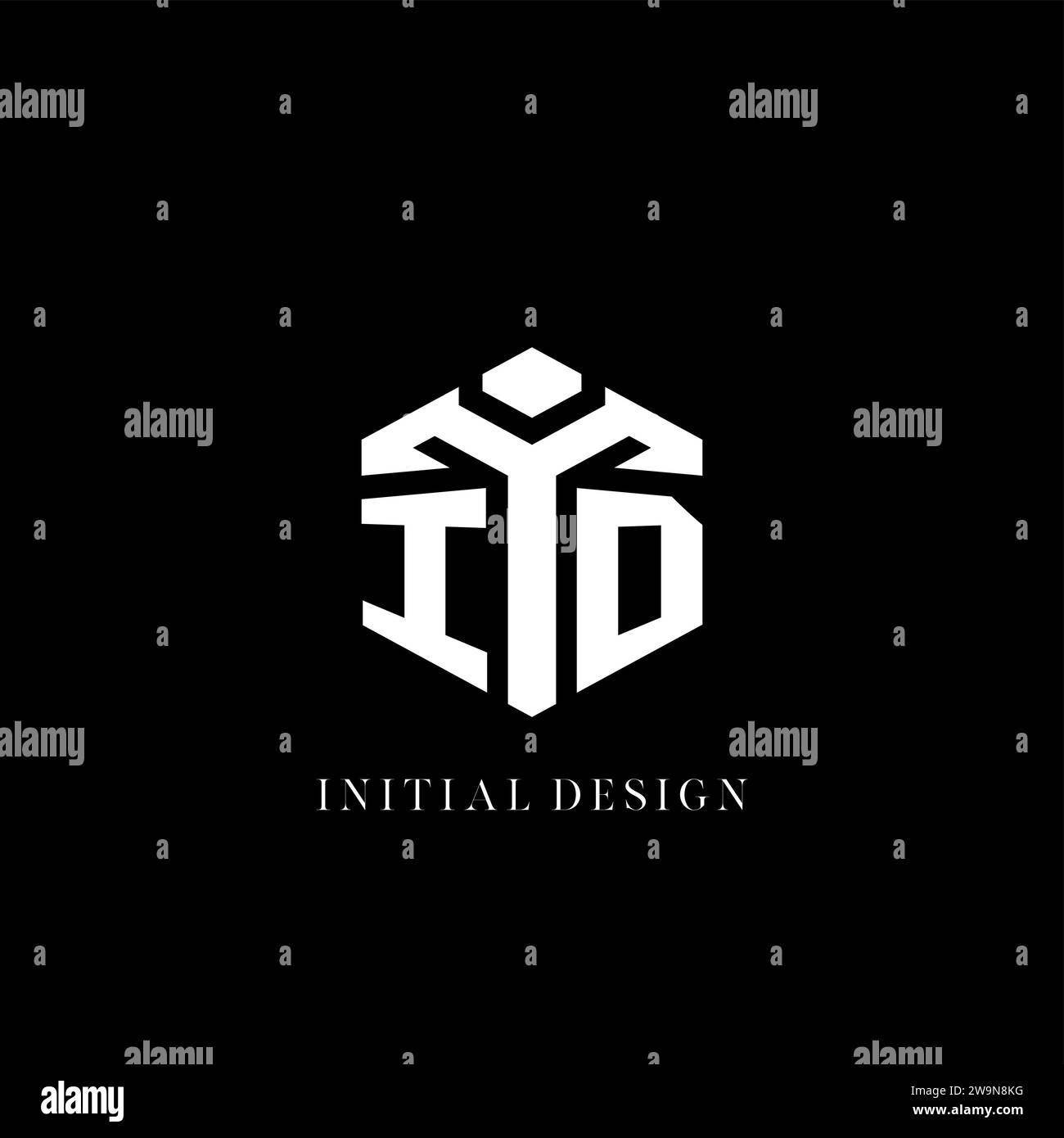 Initial ID logo hexagon shape geometric style vector graphic Stock Vector