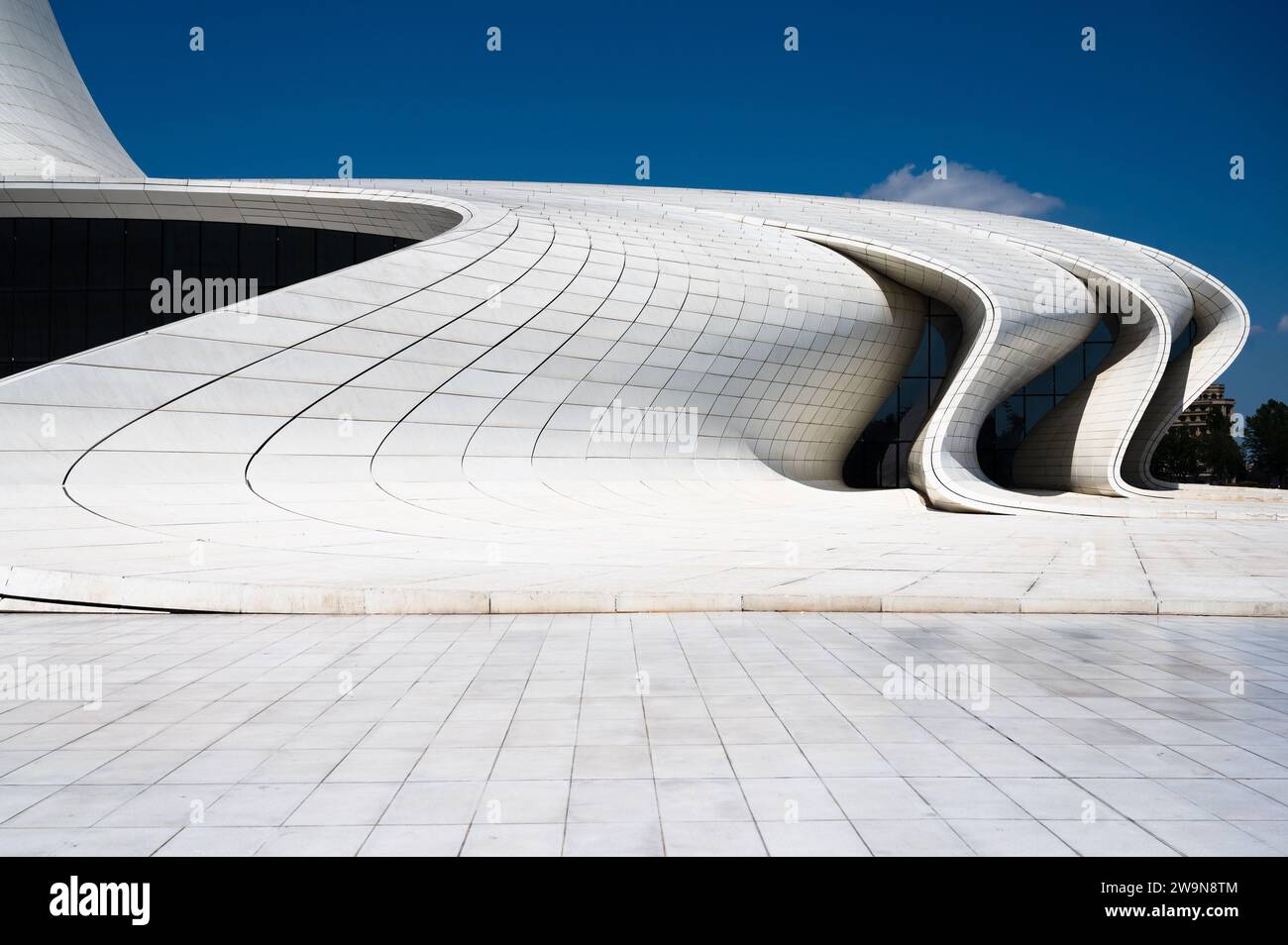 Heydar Aliyev Convention Centre in Baku, capital city of former Soviet country of Azerbaijan. Designed by renown architect, the late Zaha Hadid. Stock Photo