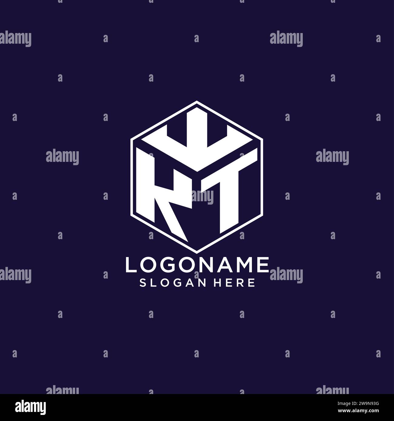 Initials KT logo hexagon shape, creative geometric logo design concept ...