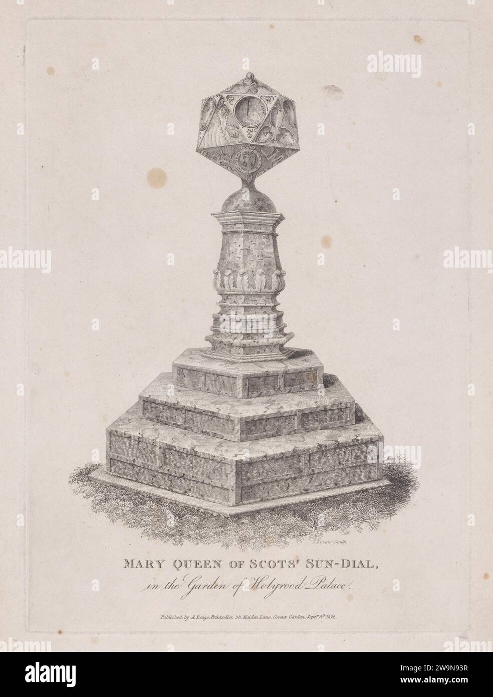 Mary, Queen of Scots's Sundial, in the garden of Holyrood Palace 1958