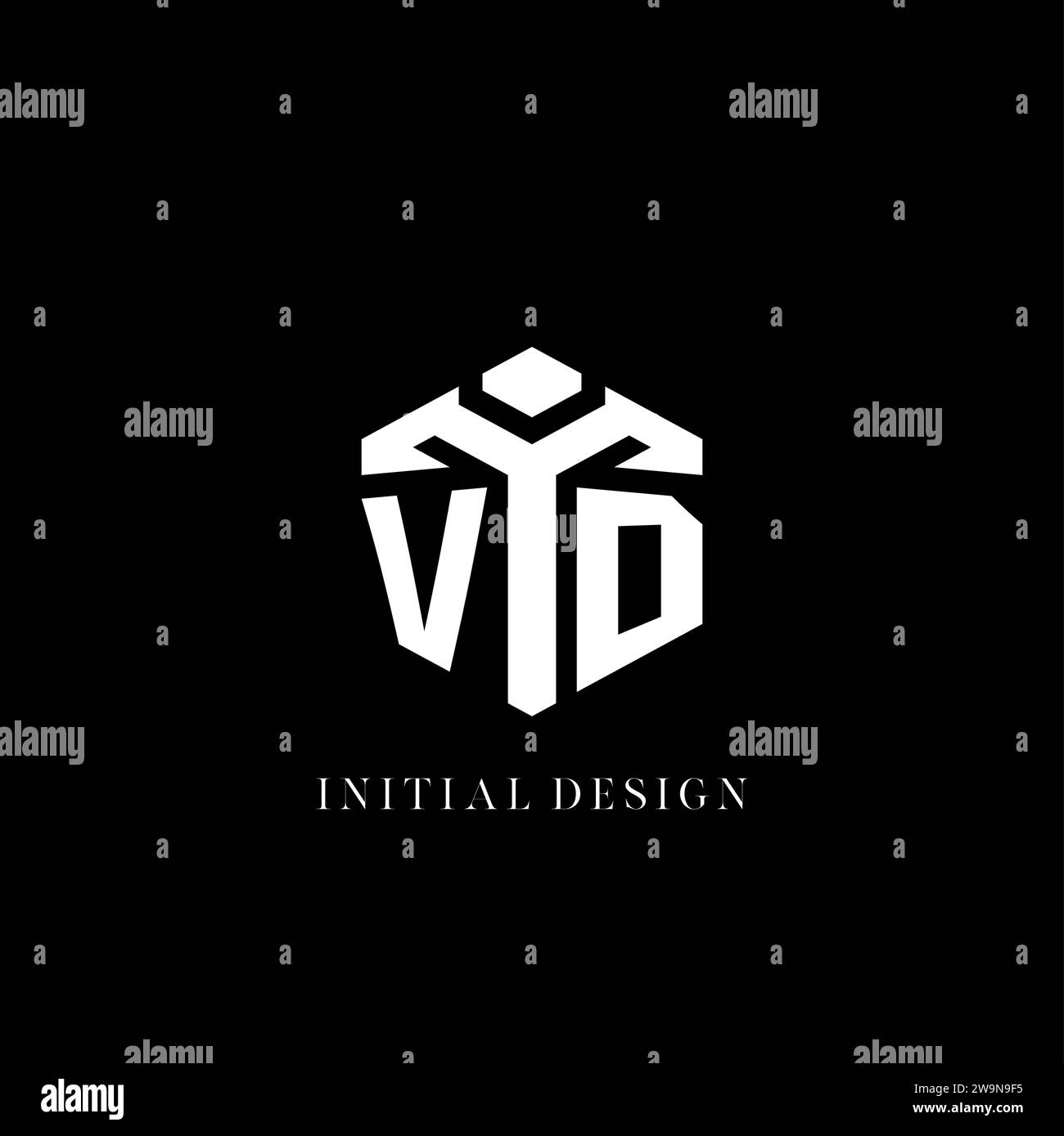 Initial VD logo hexagon shape geometric style vector graphic Stock Vector
