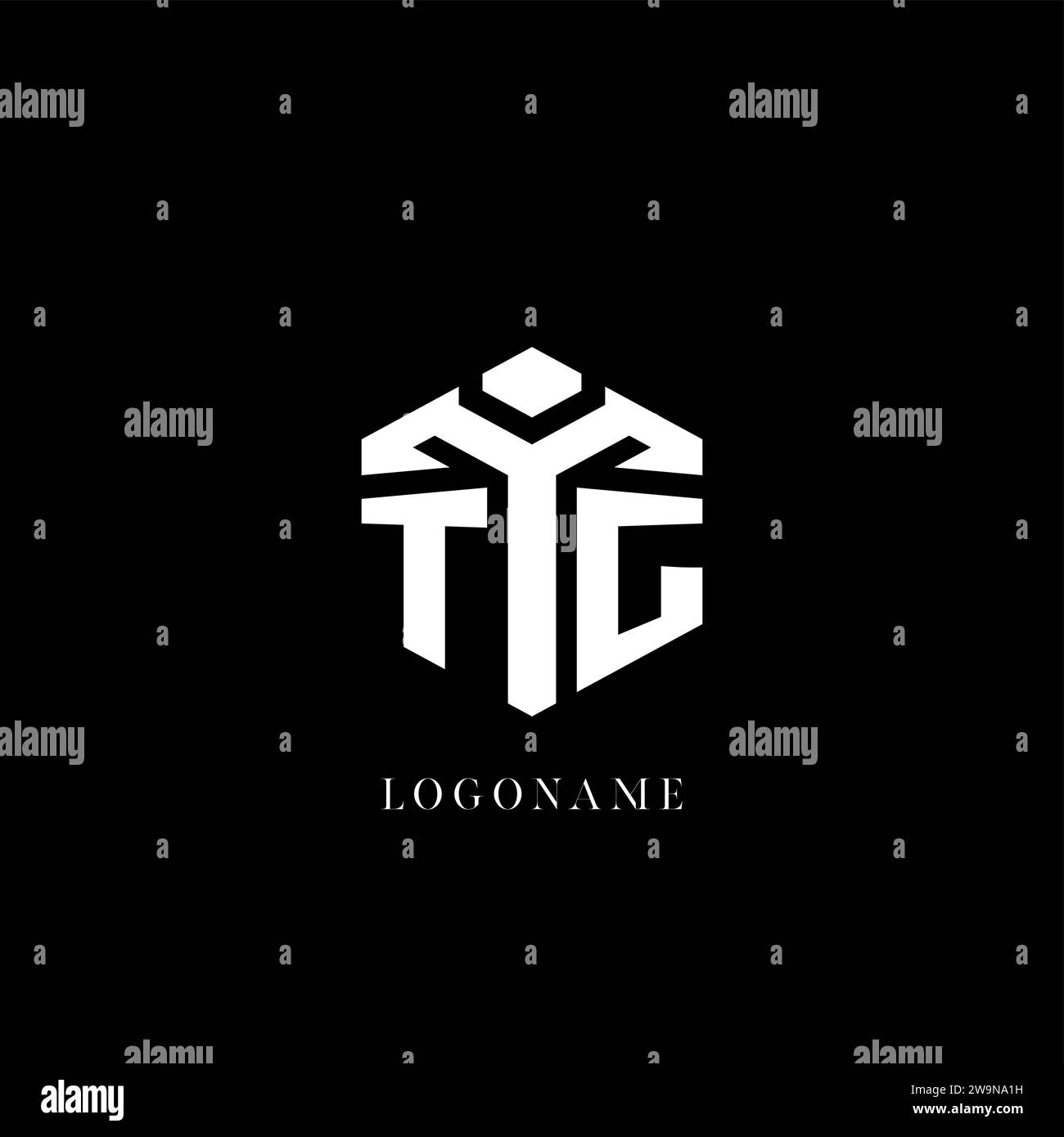 Initial TG logo hexagon shape geometric style vector graphic Stock ...