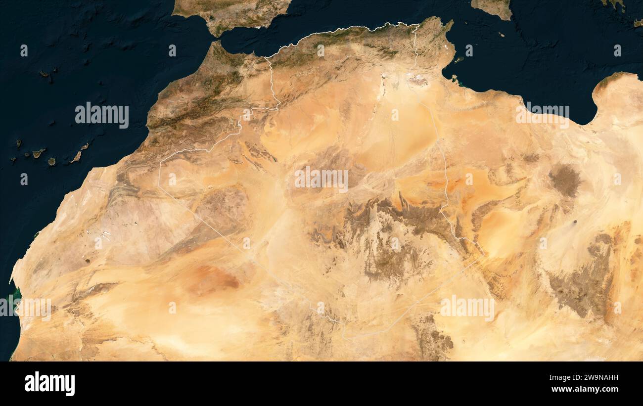 Algeria outlined on a low resolution satellite map Stock Photo - Alamy