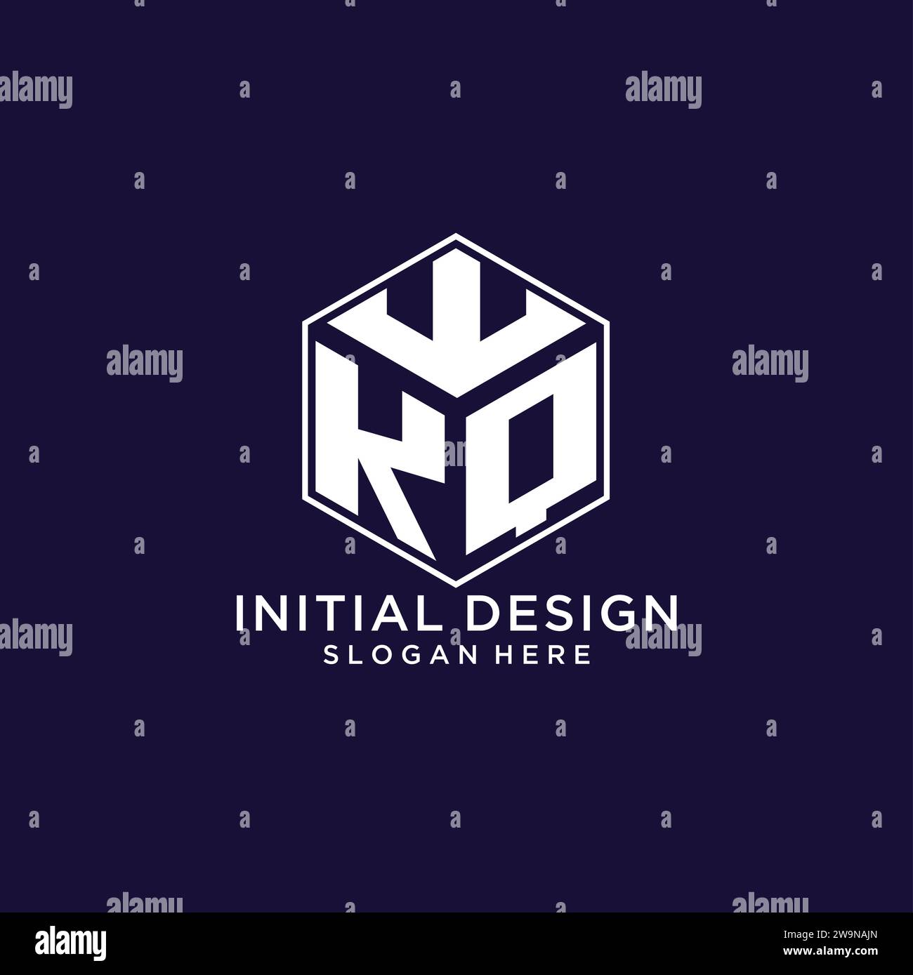 Initials KQ logo hexagon shape, creative geometric logo design concept