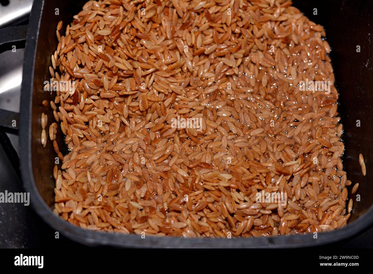 Middle Eastern Orzo Pasta Egyptian soup also known as Shorbet Lesan El