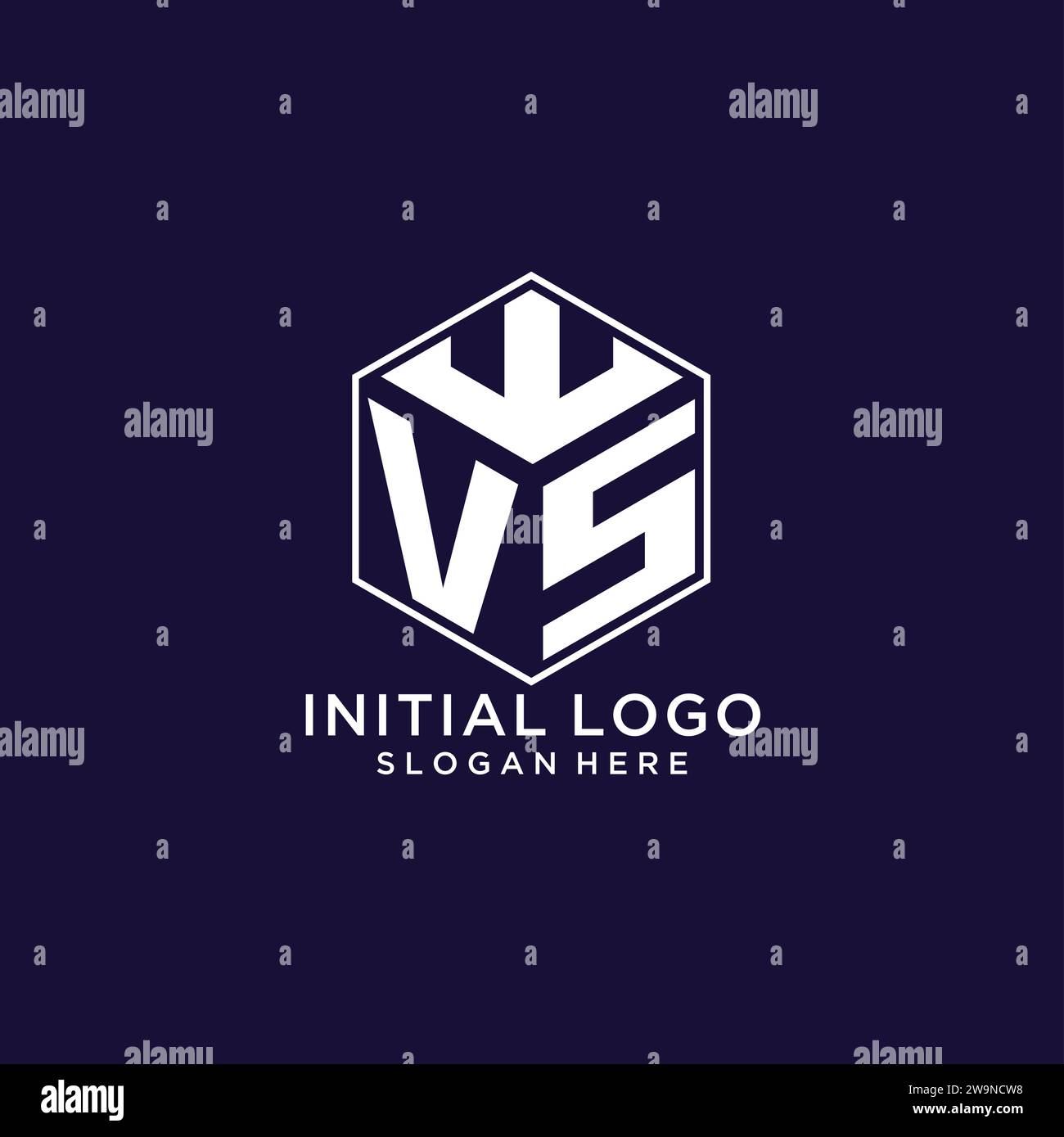 Initials VS logo hexagon shape, creative geometric logo design concept vector graphic Stock Vector