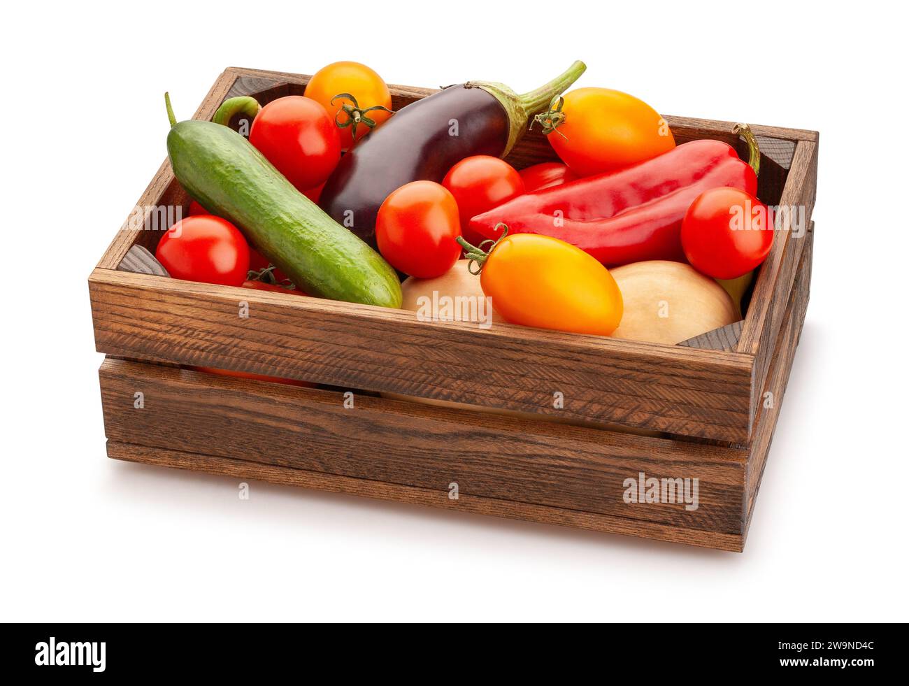 vegetables mix box path isolated on white Stock Photo