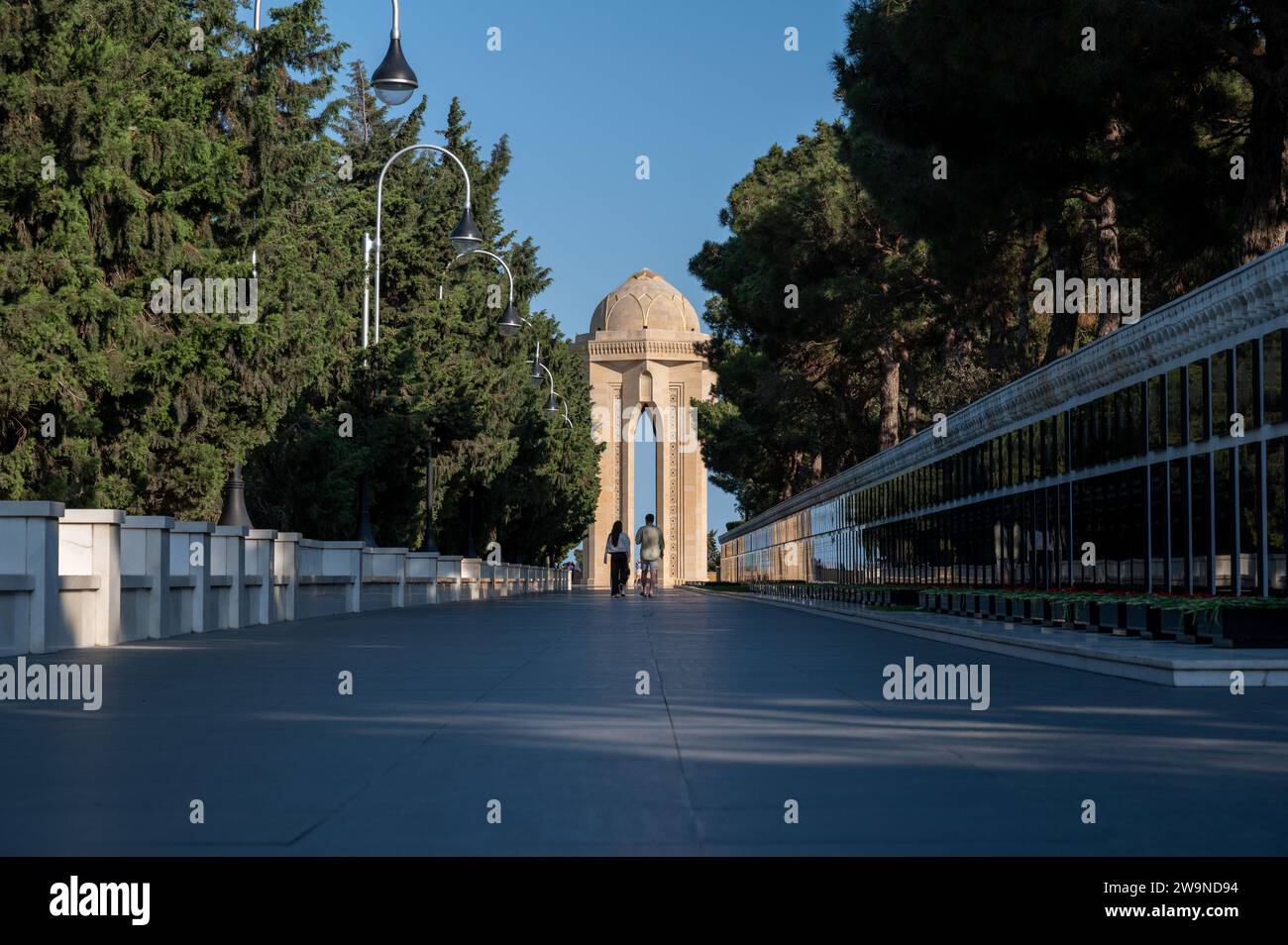 Shahidlar Monument or Martyr's Monument located on Martyr's Lane in Highland Park overlooking Baku, capital city of Azerbaijan Stock Photo
