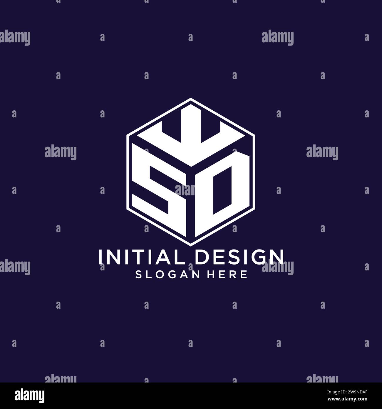 Initials SD logo hexagon shape, creative geometric logo design concept vector graphic Stock Vector
