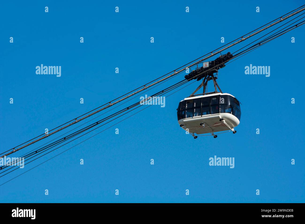 Rio de janeiro Brazil. May 24, 2022: Sugarloaf cable car and blue sky in the background. Space for text. Stock Photo