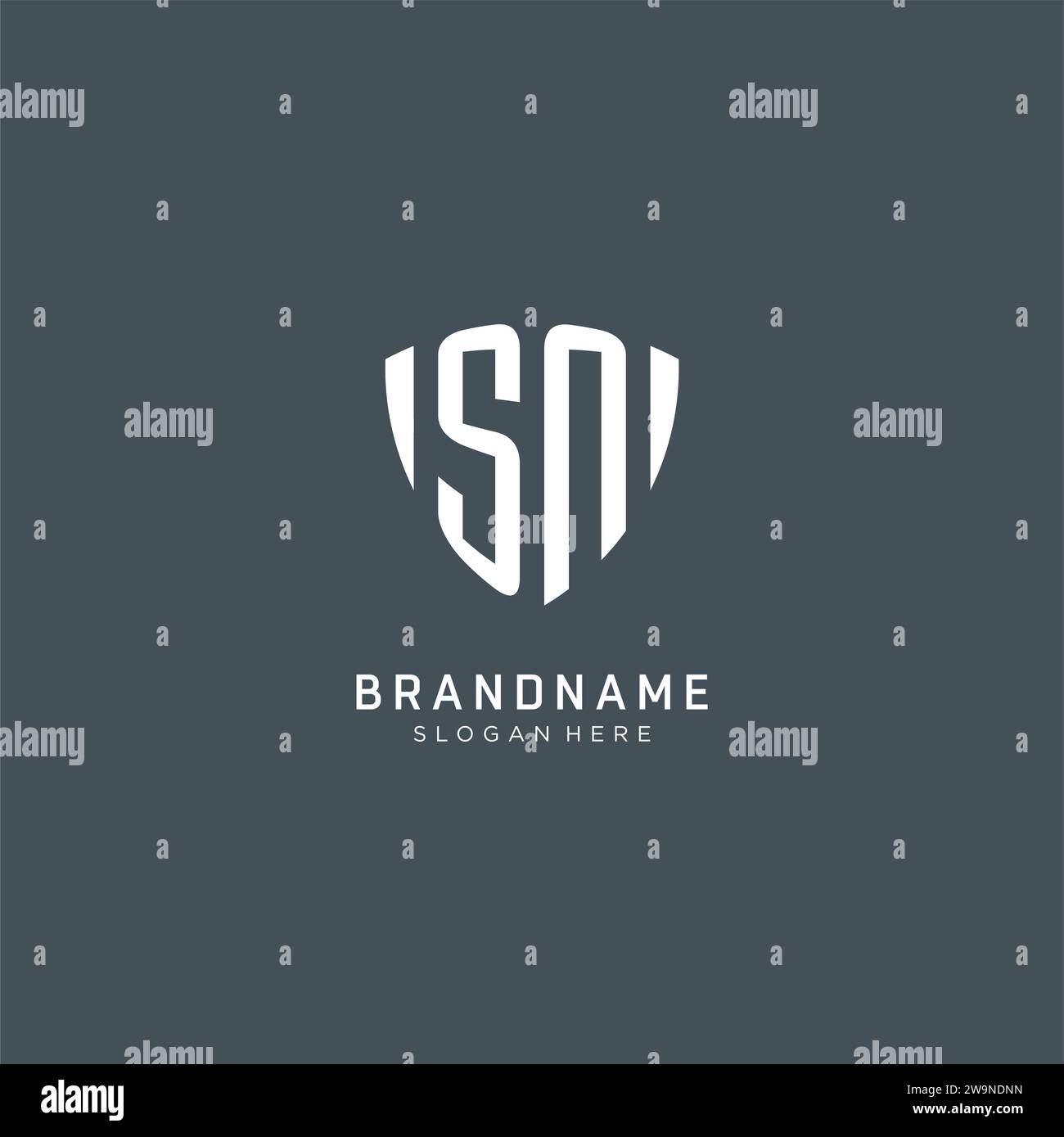 Initials SN logo shield guard shape, creative logo design concept ...