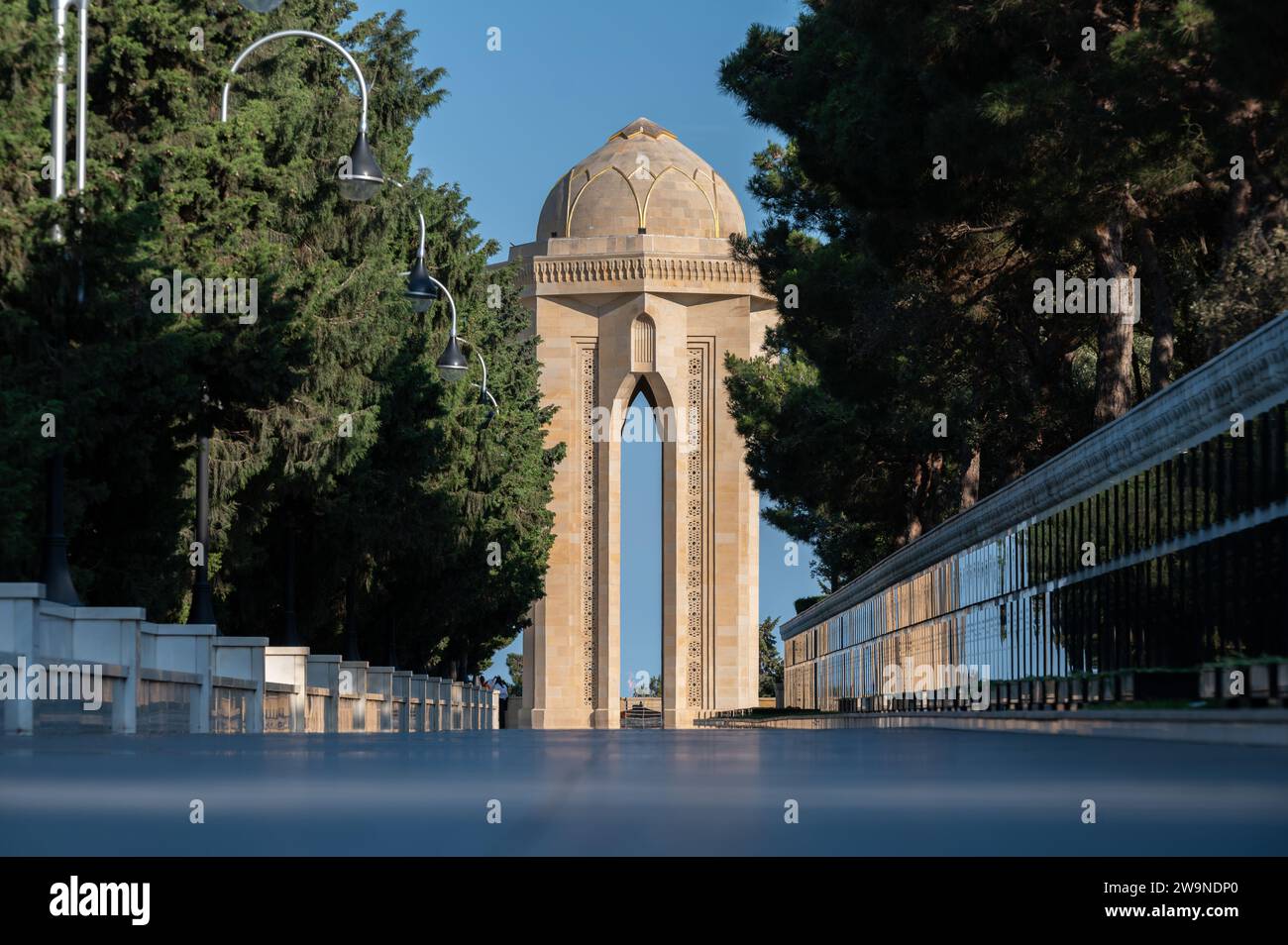 Shahidlar Monument or Martyr's Monument located on Martyr's Lane in Highland Park overlooking Baku, capital city of Azerbaijan Stock Photo