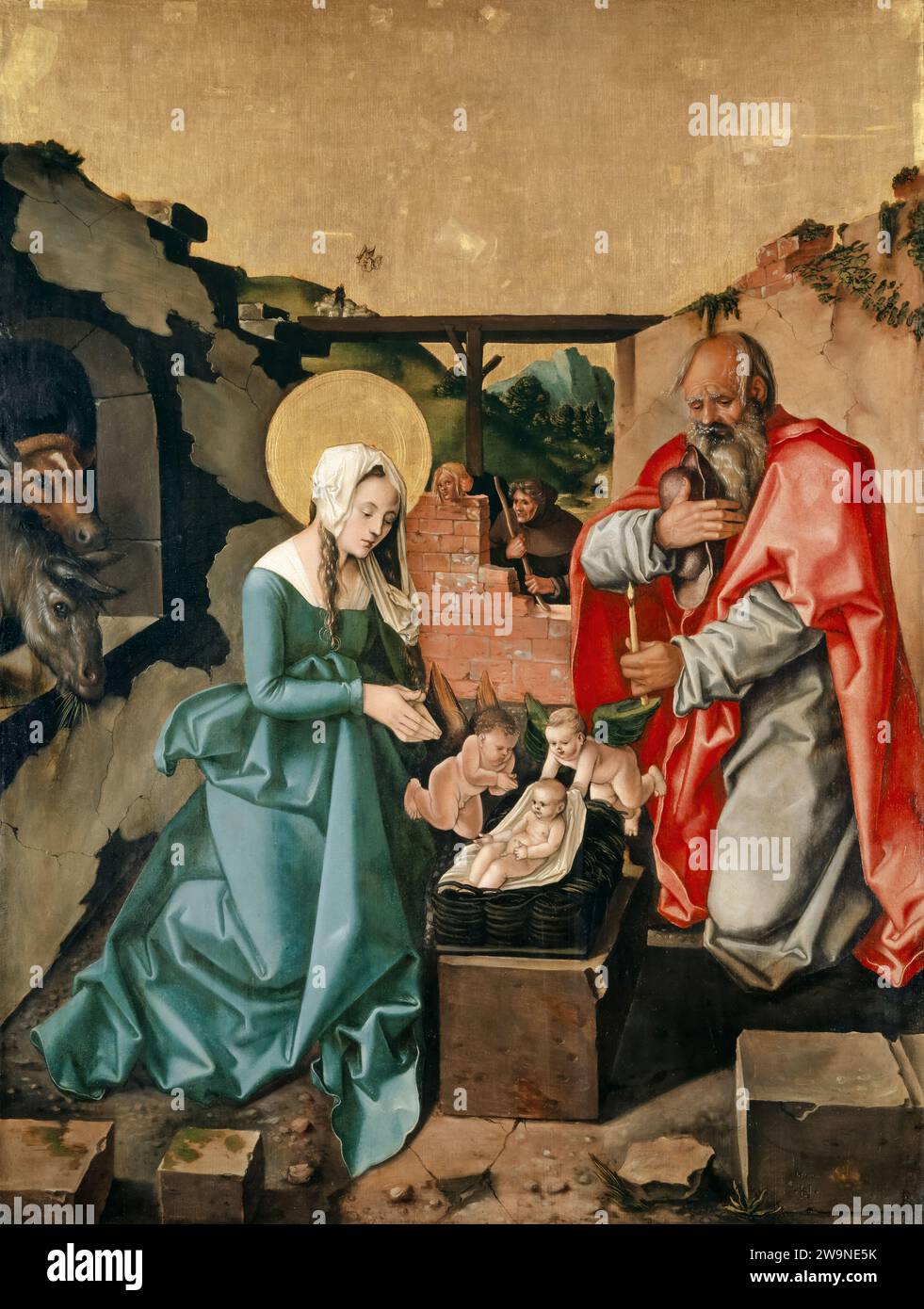 Hans Baldung Grien, The Nativity (Basel), 1510, oil on fir panel, Kunstmuseum Basel, Grmany Stock Photo