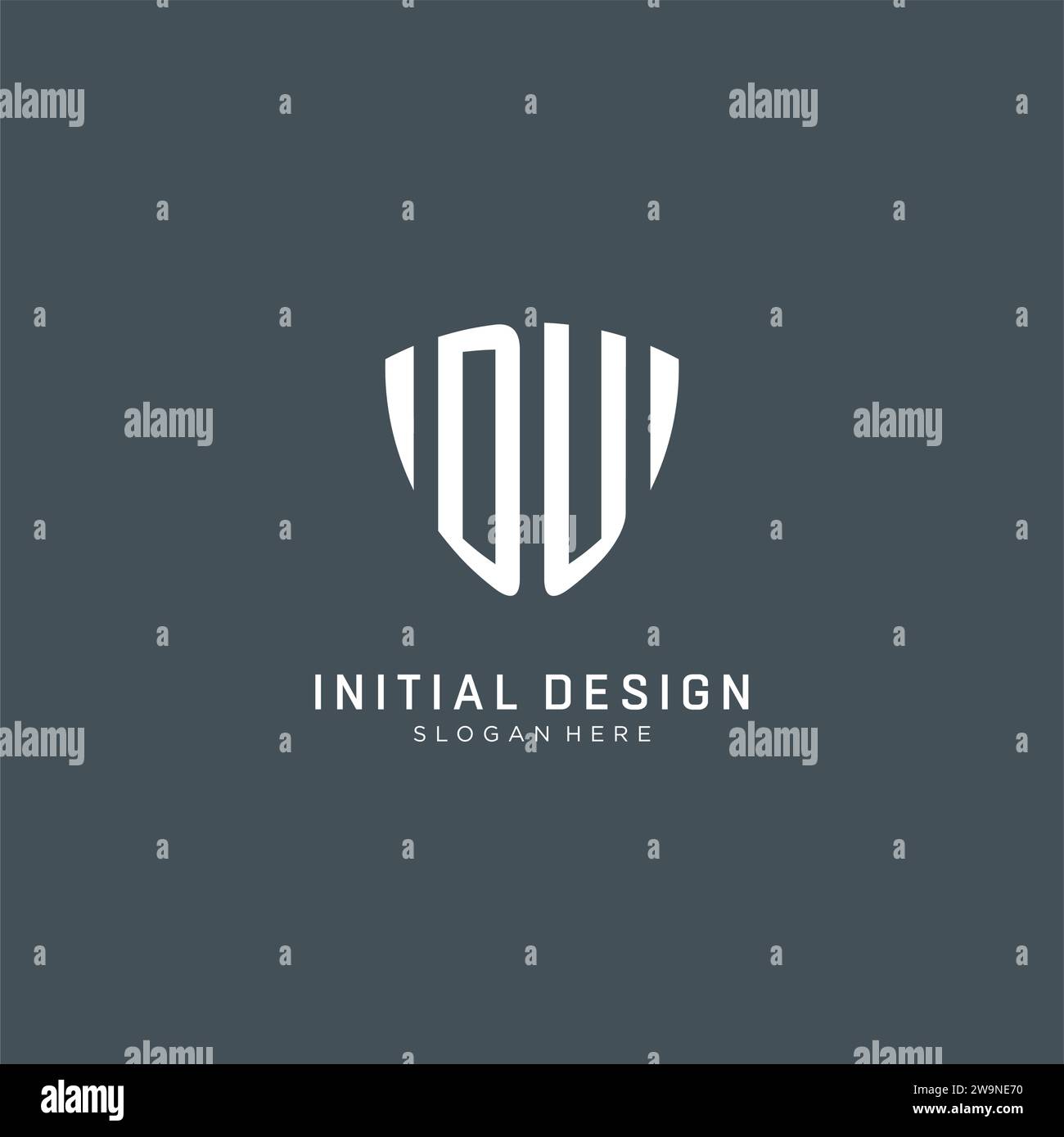 Initials DU logo shield guard shape, creative logo design concept vector graphic Stock Vector