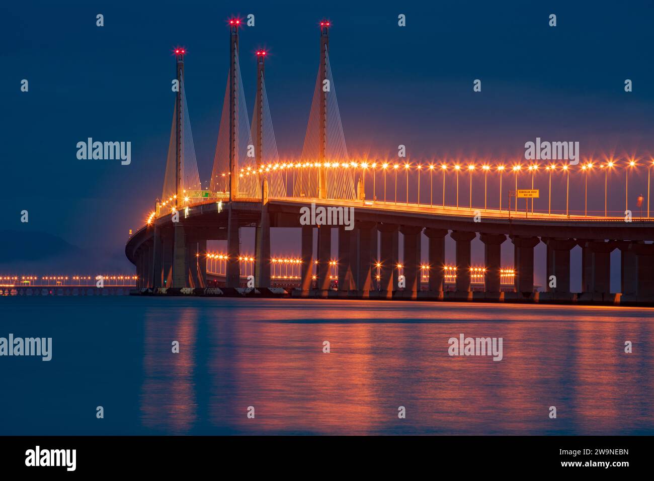 Penang Bridge at night. Stock Photo