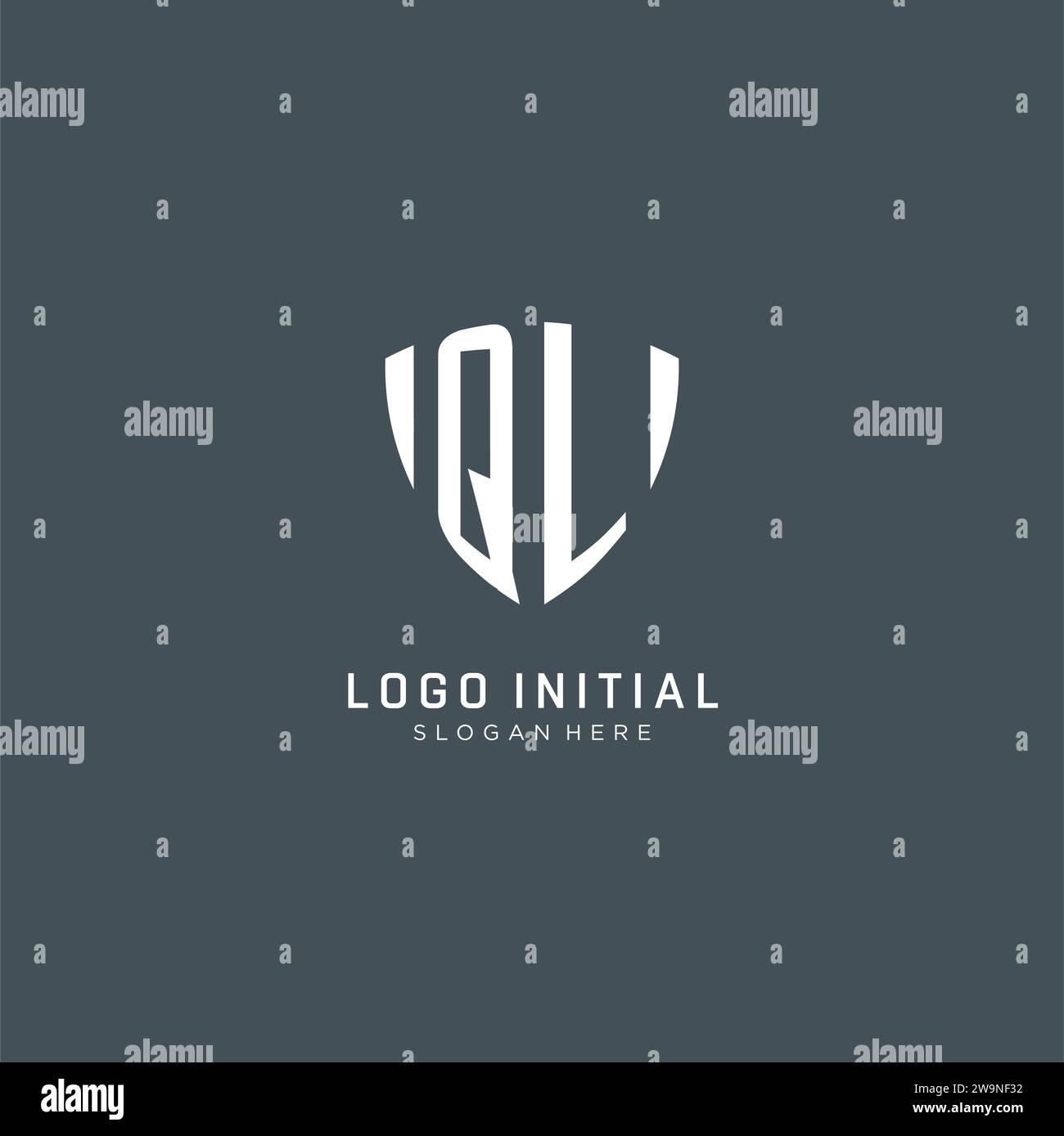 Ql Initial Initials QL logo shield guard shape, creative logo design concept ...