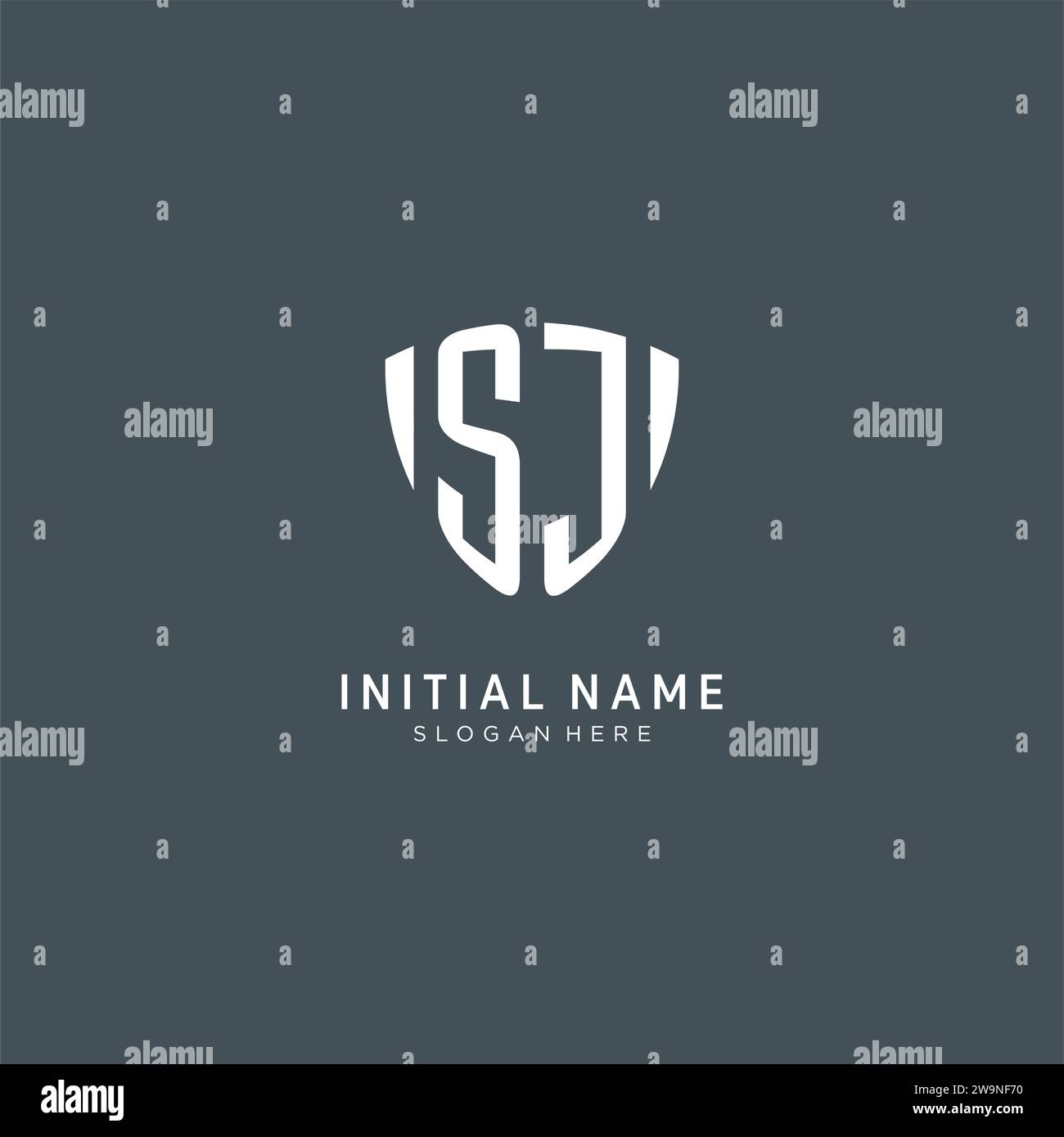 Initials SJ logo shield guard shape, creative logo design concept vector graphic Stock Vector