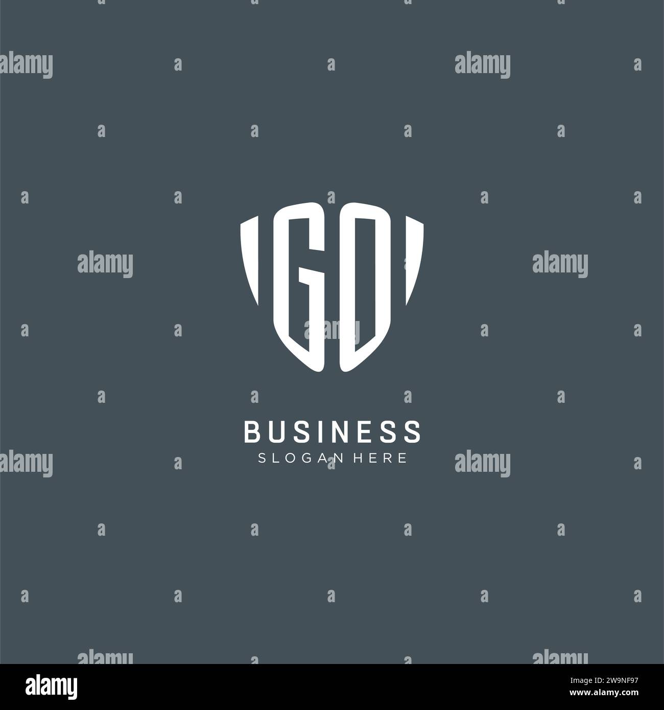 Initials GO logo shield guard shape, creative logo design concept