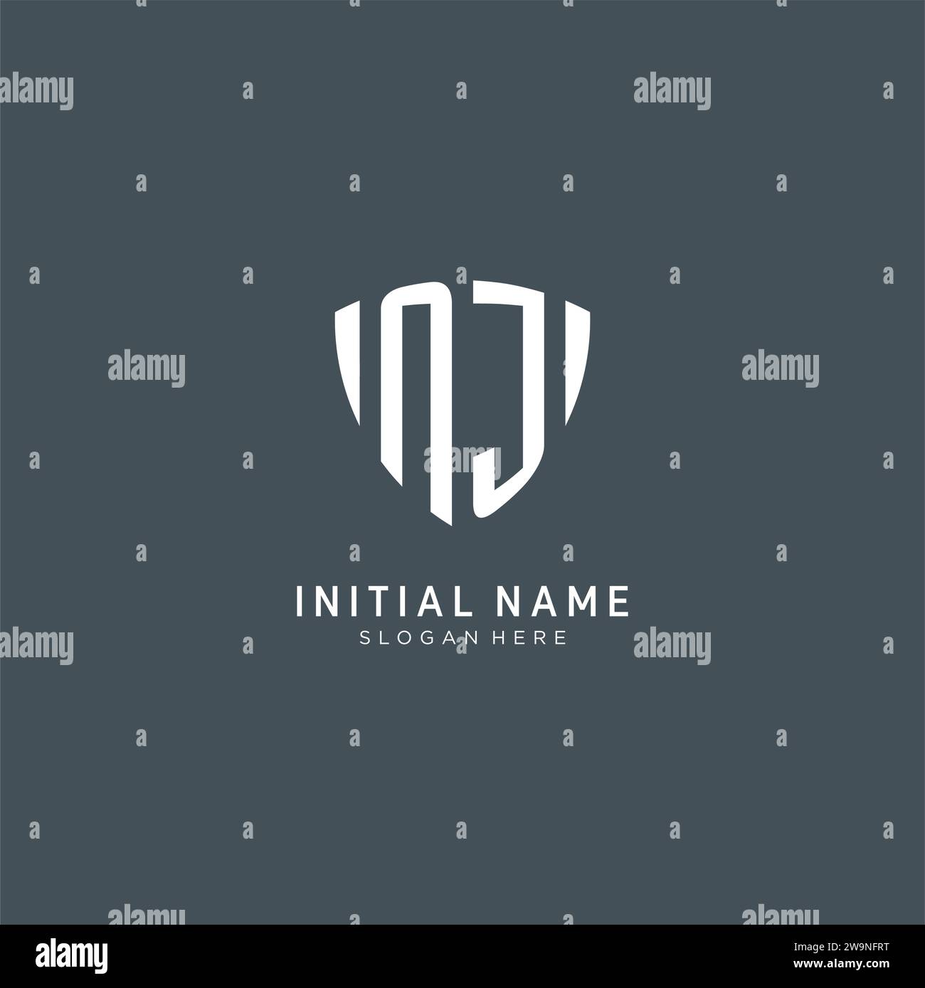 Initials NJ logo shield guard shape, creative logo design concept
