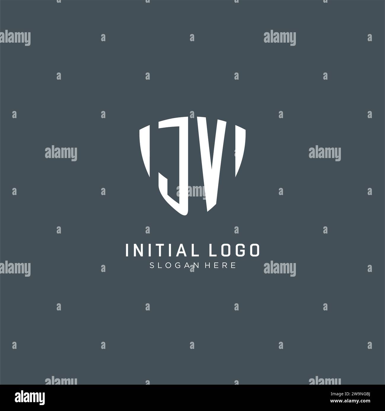 Initials JV logo shield guard shape, creative logo design concept vector graphic Stock Vector