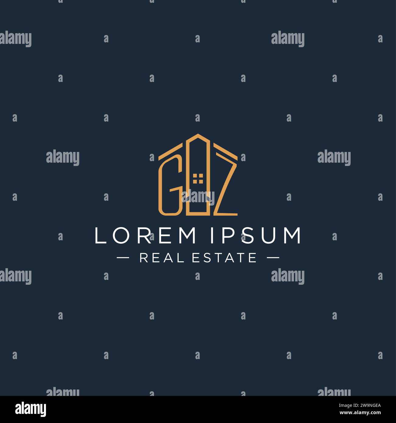 Initial letter GZ logo with abstract house shape, luxury and modern real estate logo design vector graphic Stock Vector