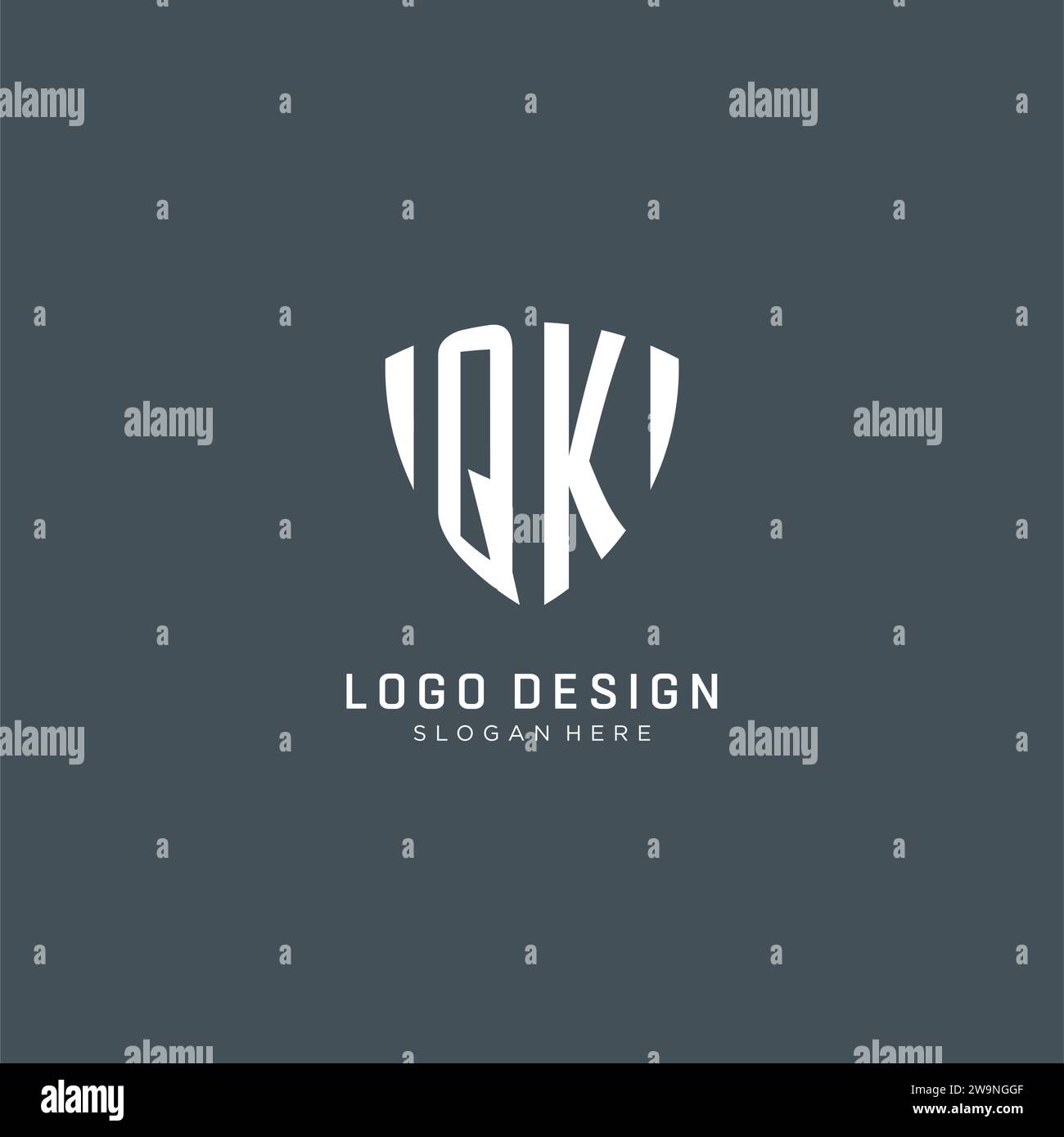 Initials QK logo shield guard shape, creative logo design concept vector graphic Stock Vector