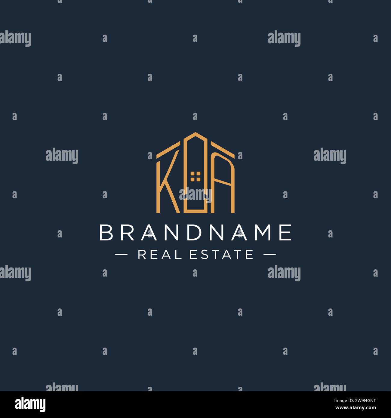 Initial letter KA logo with abstract house shape, luxury and modern real estate logo design vector graphic Stock Vector