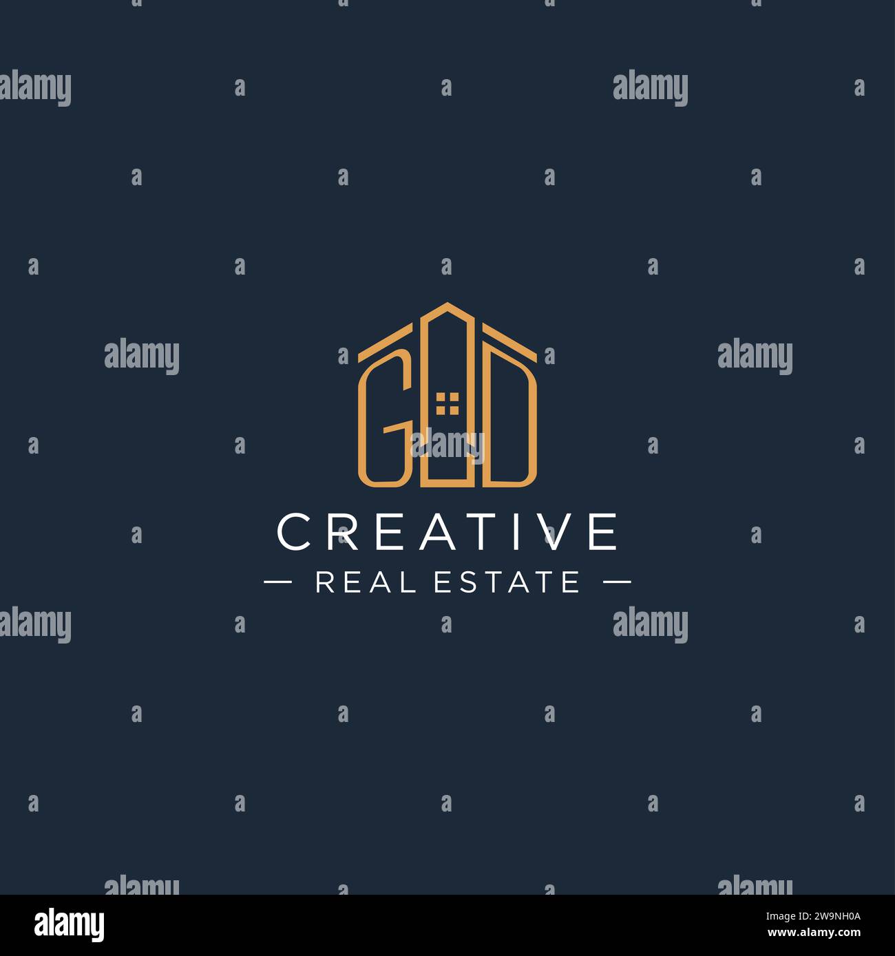 Initial letter GD logo with abstract house shape, luxury and modern real estate logo design vector graphic Stock Vector