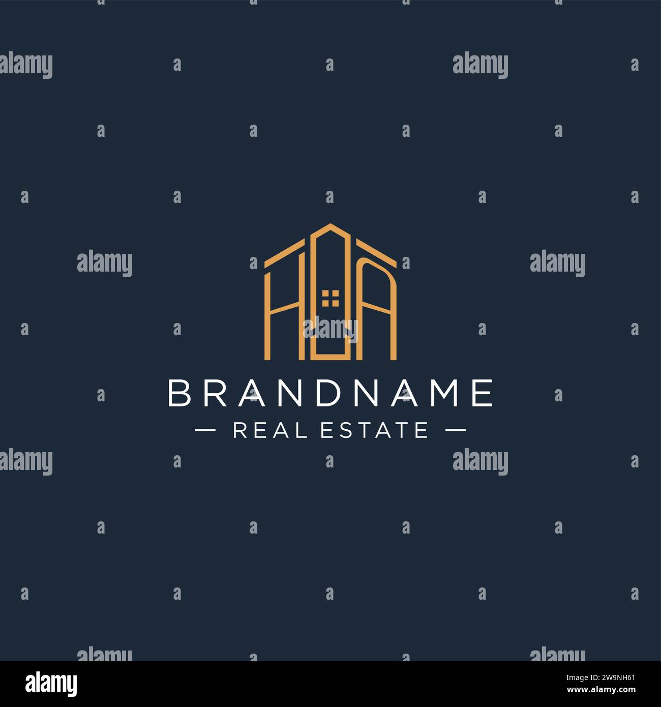 Initial letter HA logo with abstract house shape, luxury and modern real estate logo design vector graphic Stock Vector