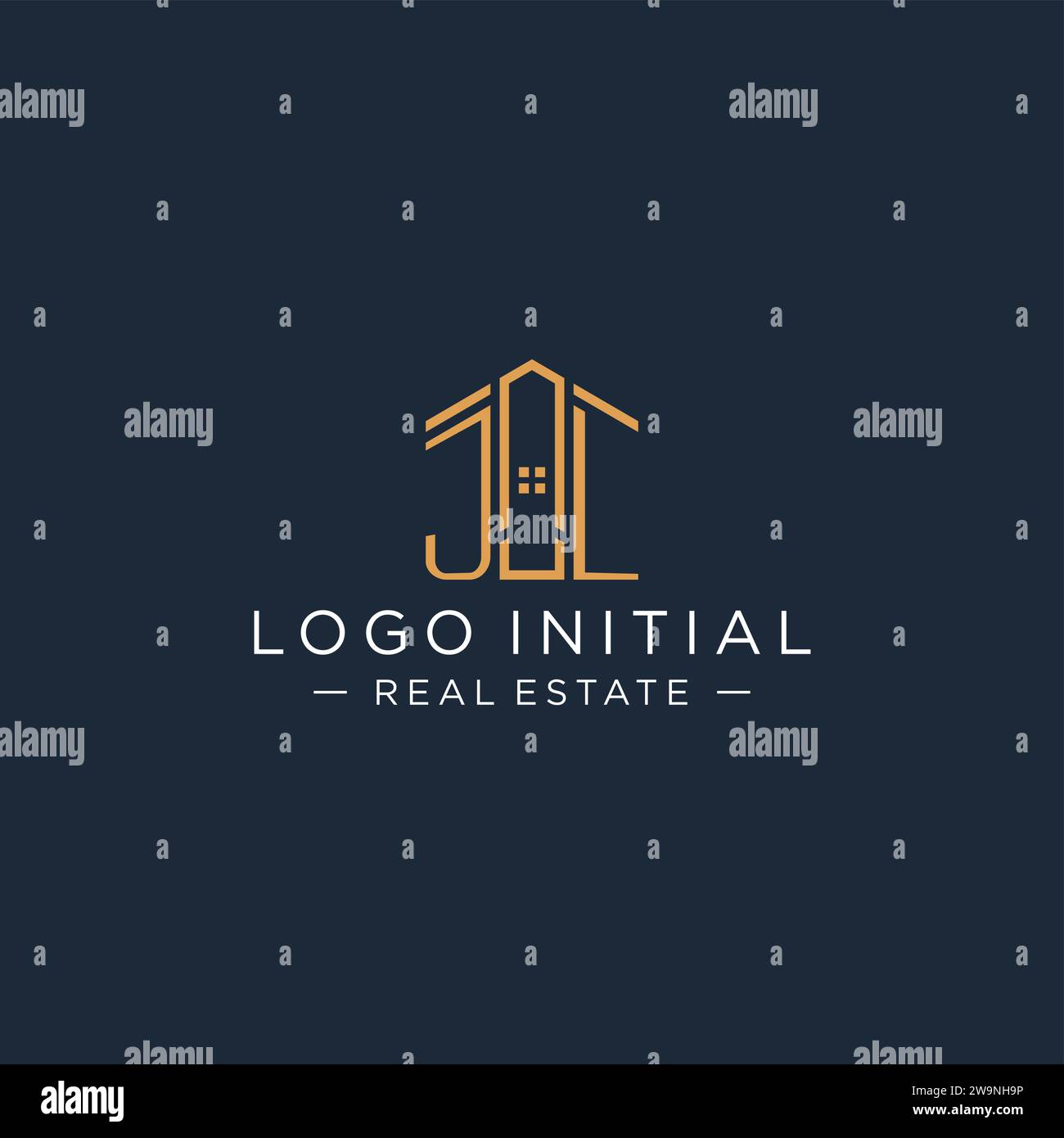 Initial letter JL logo with abstract house shape, luxury and modern real estate logo design vector graphic Stock Vector