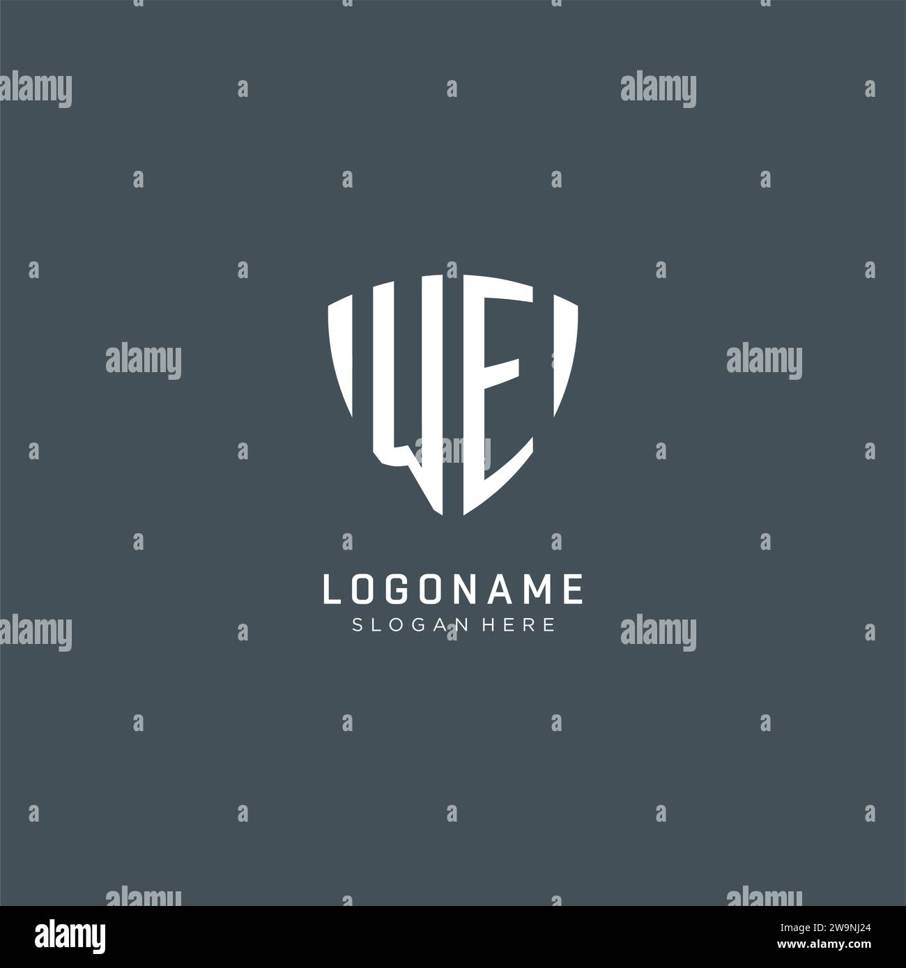 Initials WE logo shield guard shape, creative logo design concept vector graphic Stock Vector