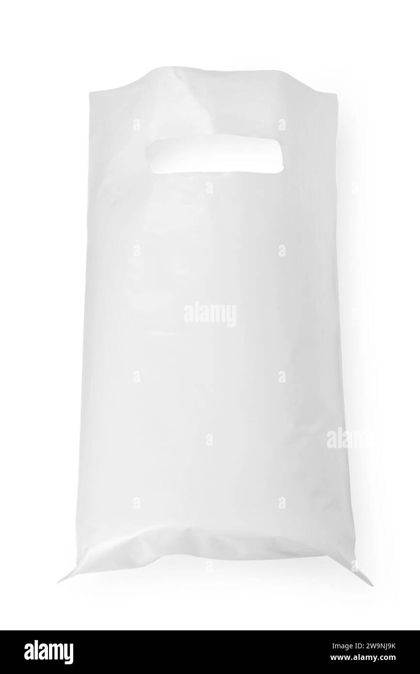 One plastic bag isolated on white, top view Stock Photo Alamy