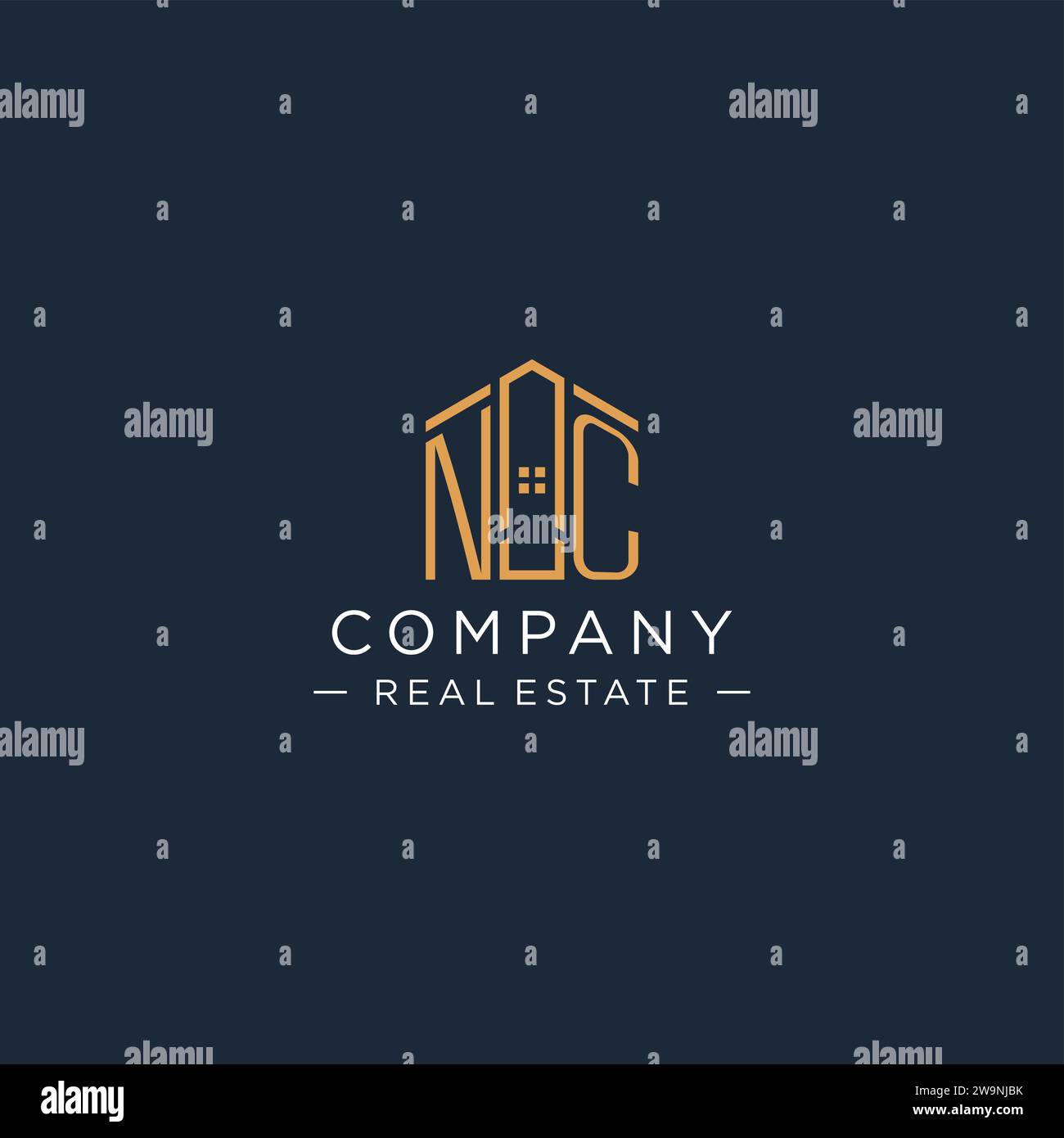 Initial letter NC logo with abstract house shape, luxury and modern ...