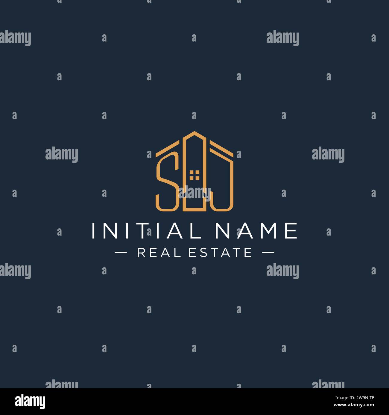 Initial letter SJ logo with abstract house shape, luxury and modern real estate logo design vector graphic Stock Vector