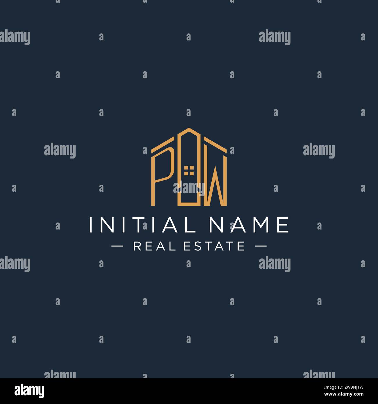 Initial letter PW logo with abstract house shape, luxury and modern ...