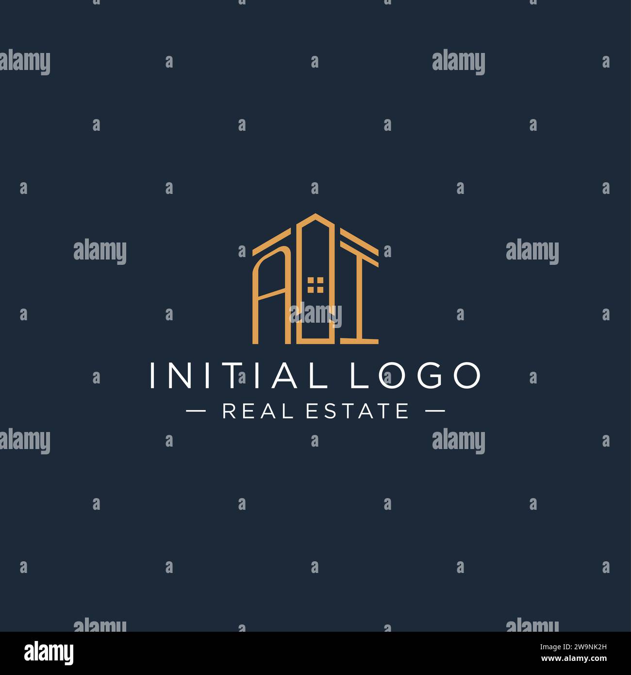 Initial letter AI logo with abstract house shape, luxury and modern ...