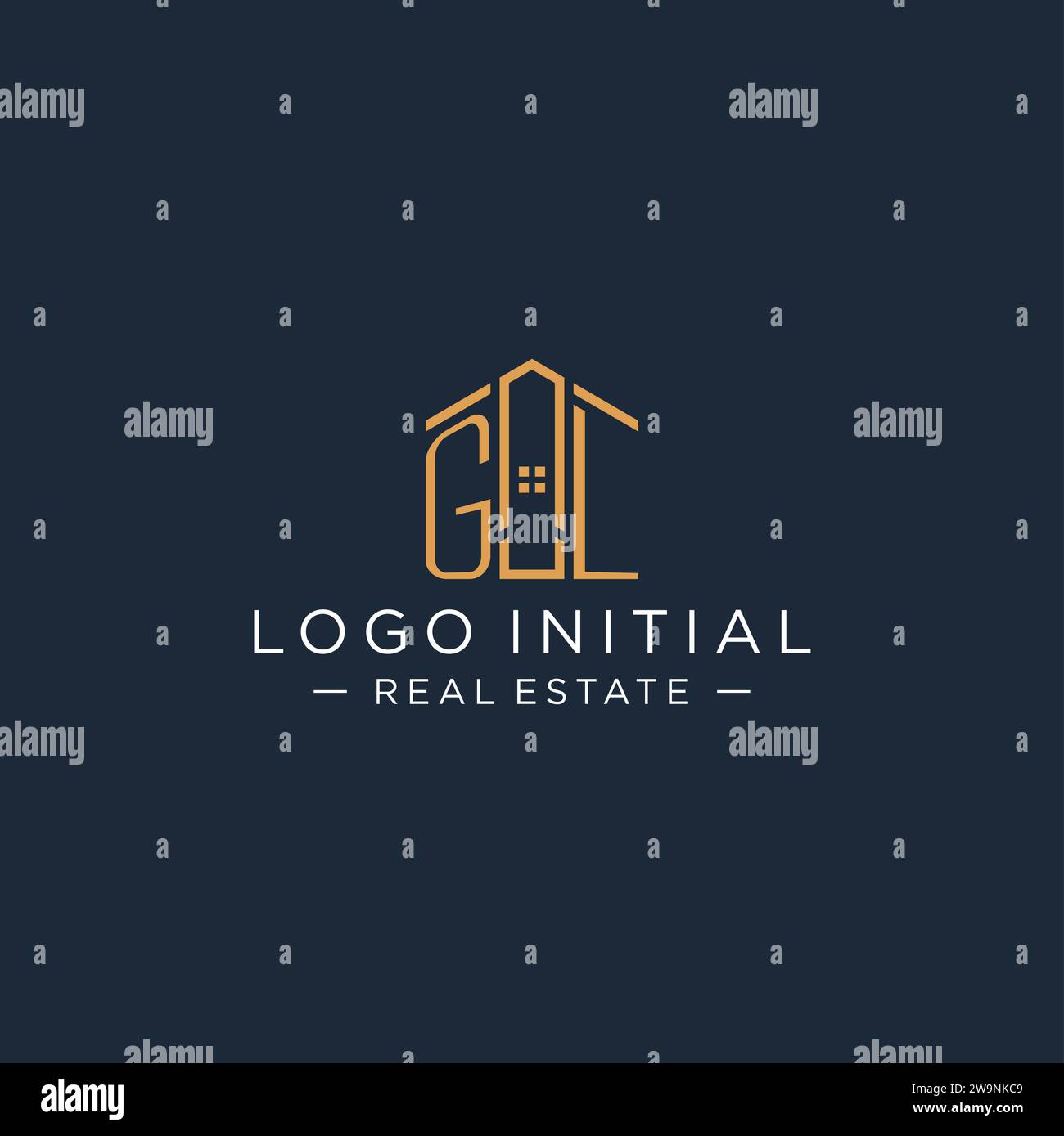 Initial letter GL logo with abstract house shape, luxury and modern real estate logo design vector graphic Stock Vector