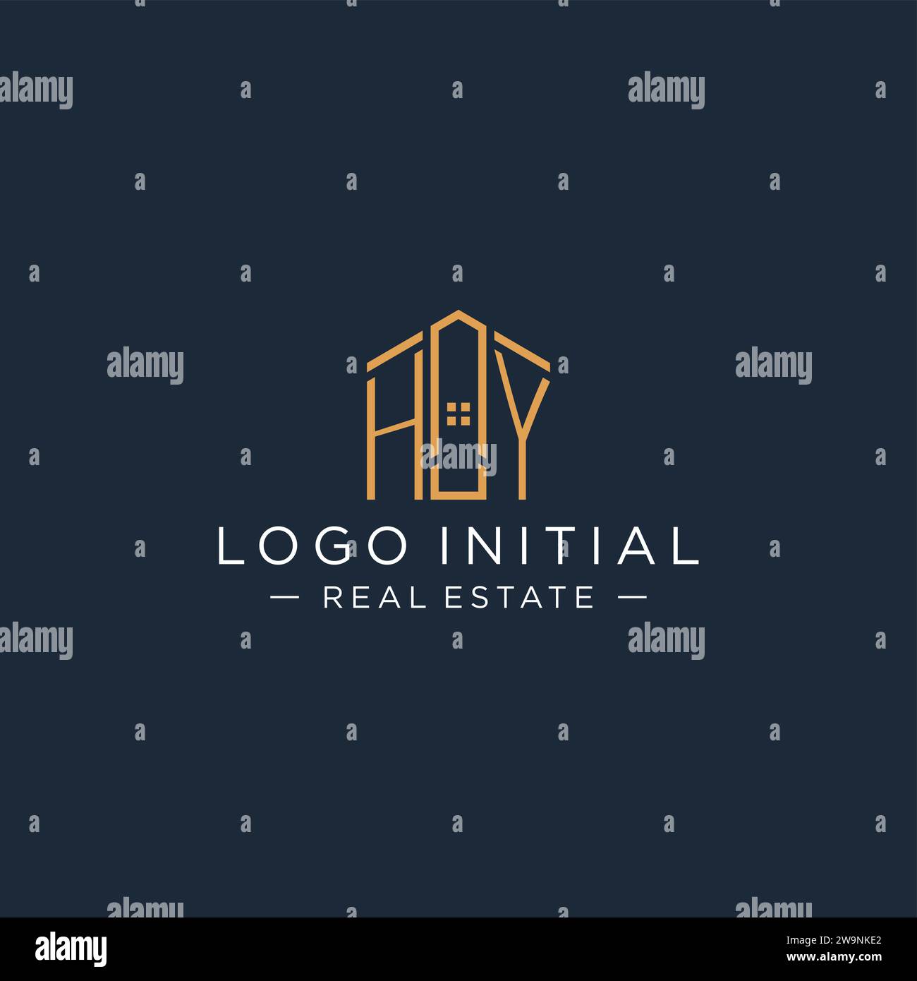 Initial letter HY logo with abstract house shape, luxury and modern real estate logo design vector graphic Stock Vector