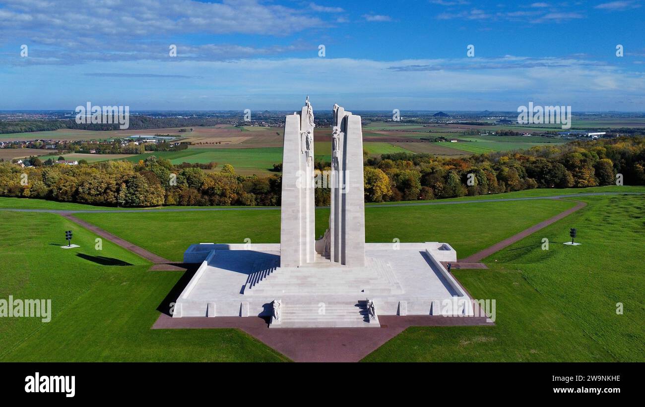 drone photo Canadian National Vimy Memorial France Europe Stock Photo ...