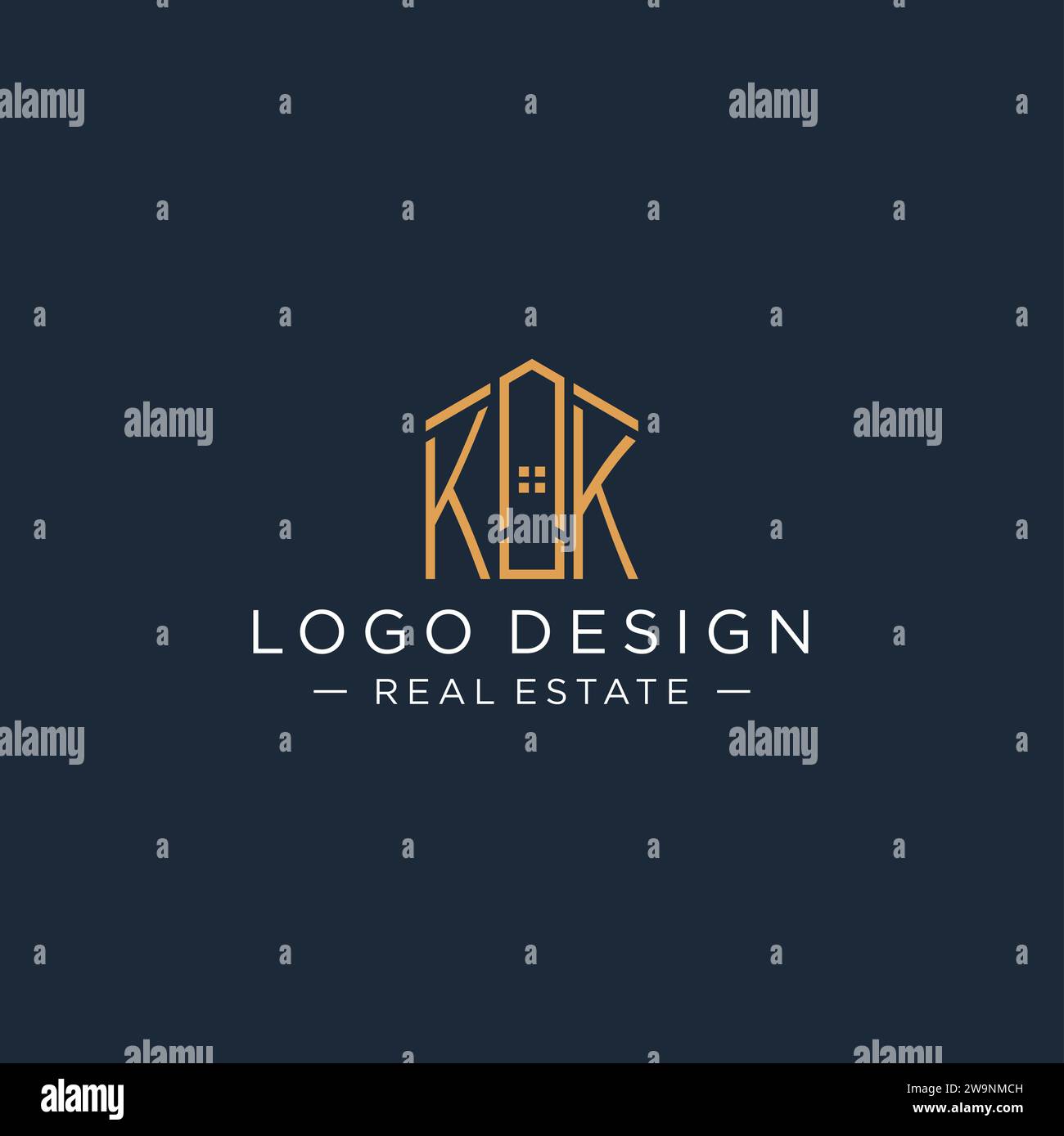 Initial letter KK logo with abstract house shape, luxury and modern