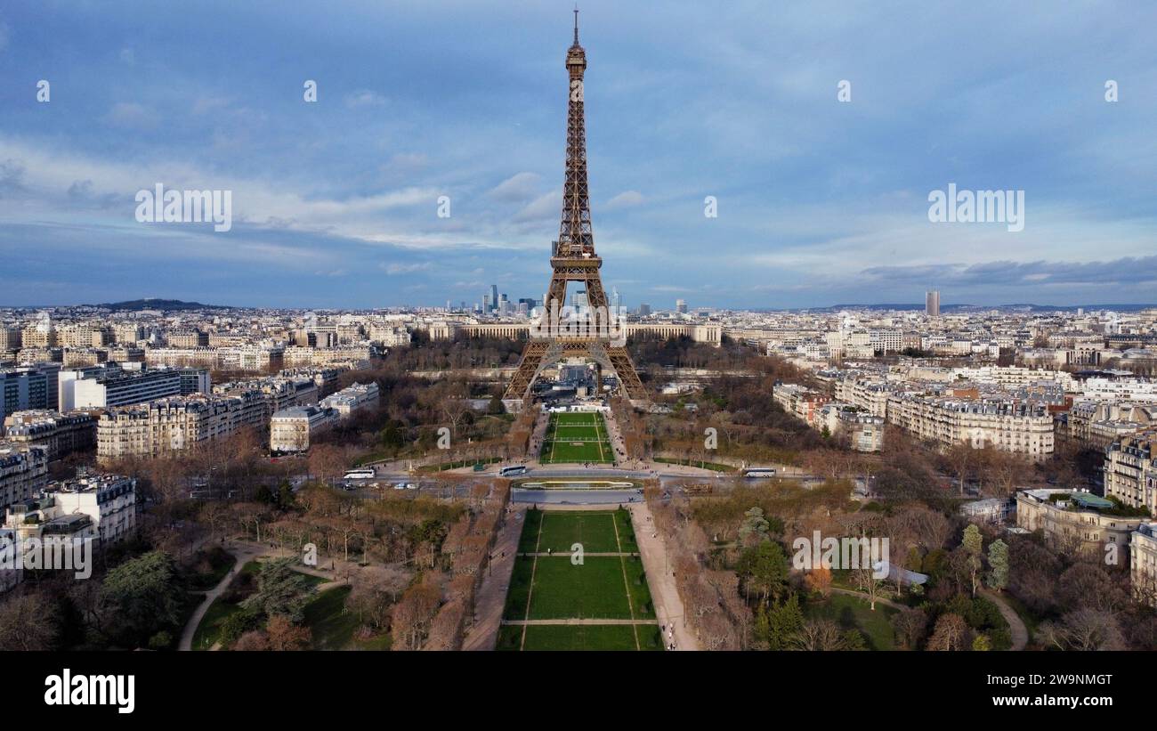 drone photo Eiffel Tower Paris France europe Stock Photo - Alamy