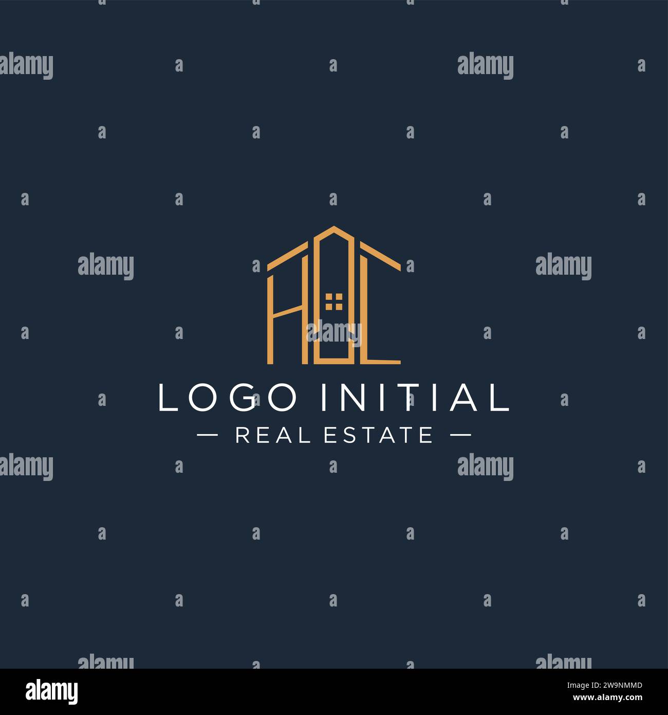 Initial letter HL logo with abstract house shape, luxury and modern real estate logo design vector graphic Stock Vector