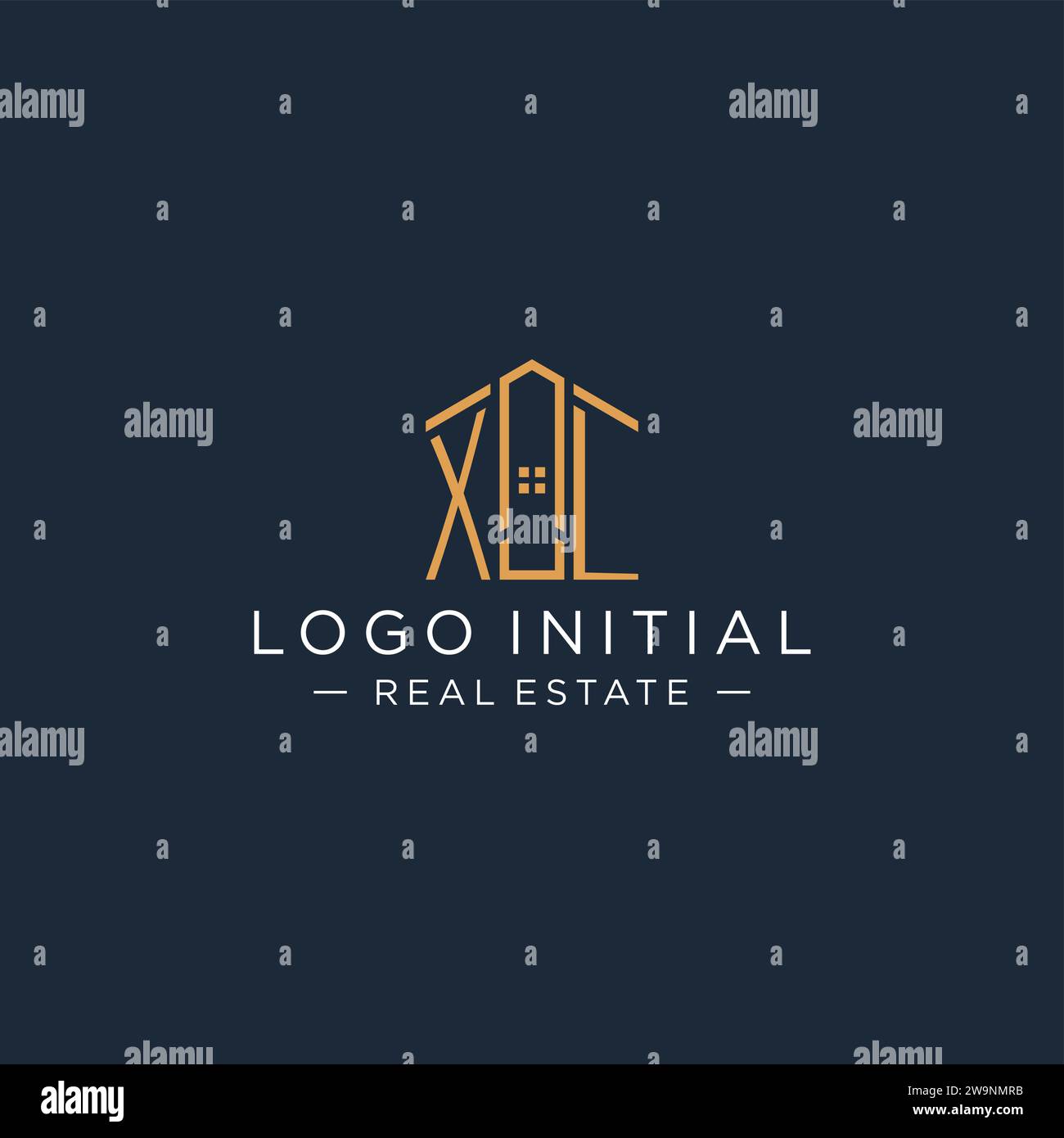 Initial letter XL logo with abstract house shape, luxury and modern real estate logo design vector graphic Stock Vector