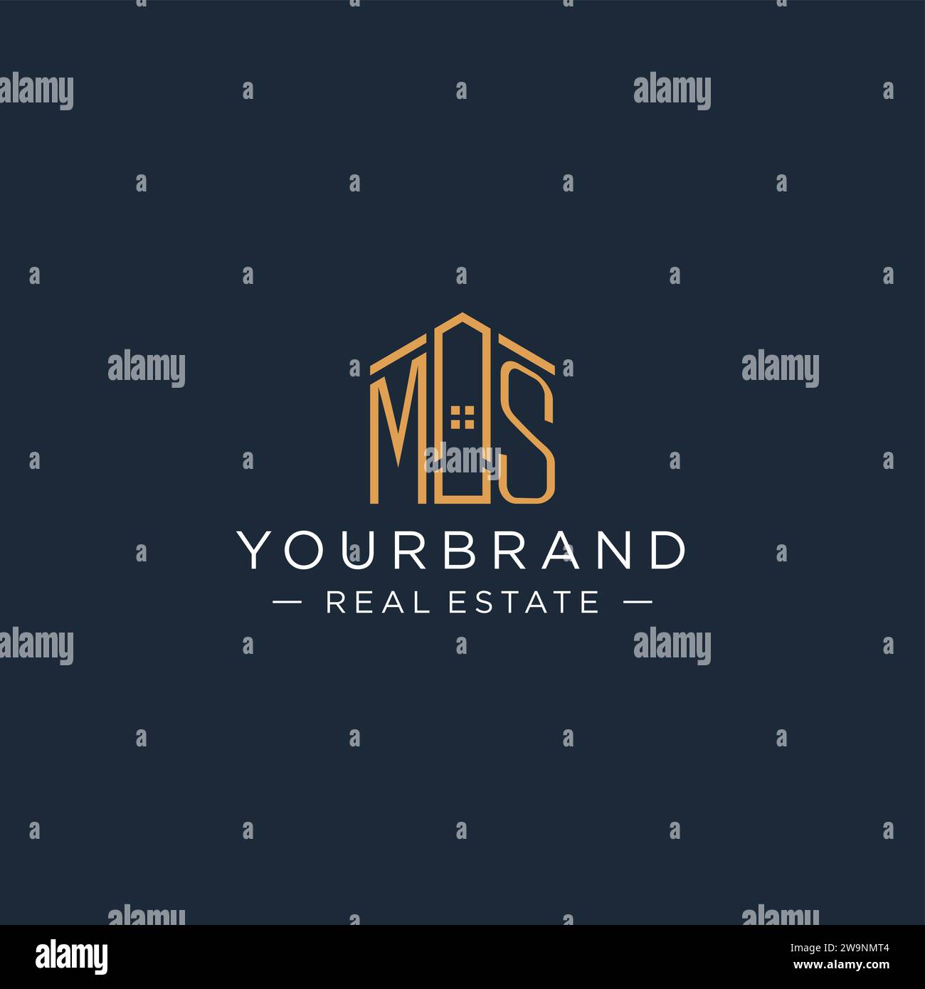 Initial letter MS logo with abstract house shape, luxury and modern real estate logo design vector graphic Stock Vector