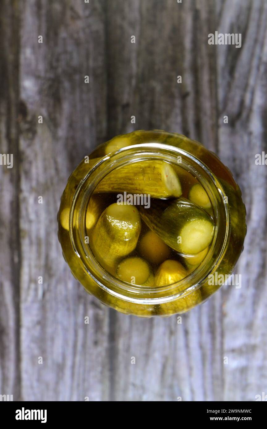pickled cucumber, pickle, gherkin, usually small or miniature cucumber