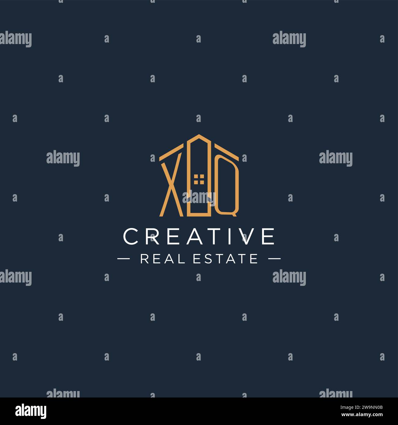 Initial letter XQ logo with abstract house shape, luxury and modern ...