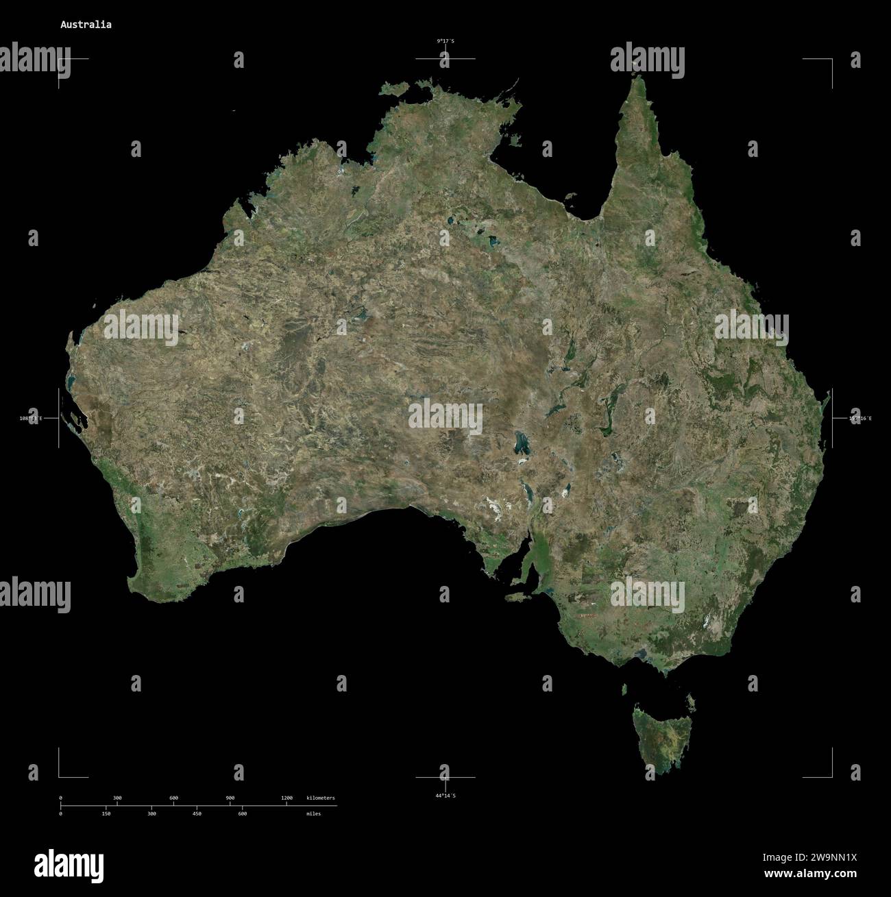 Shape of a high resolution satellite map of the Australia, with
