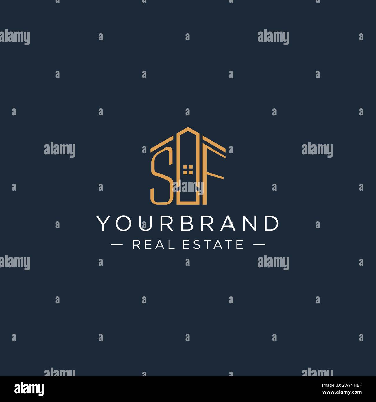Initial letter SF logo with abstract house shape, luxury and modern