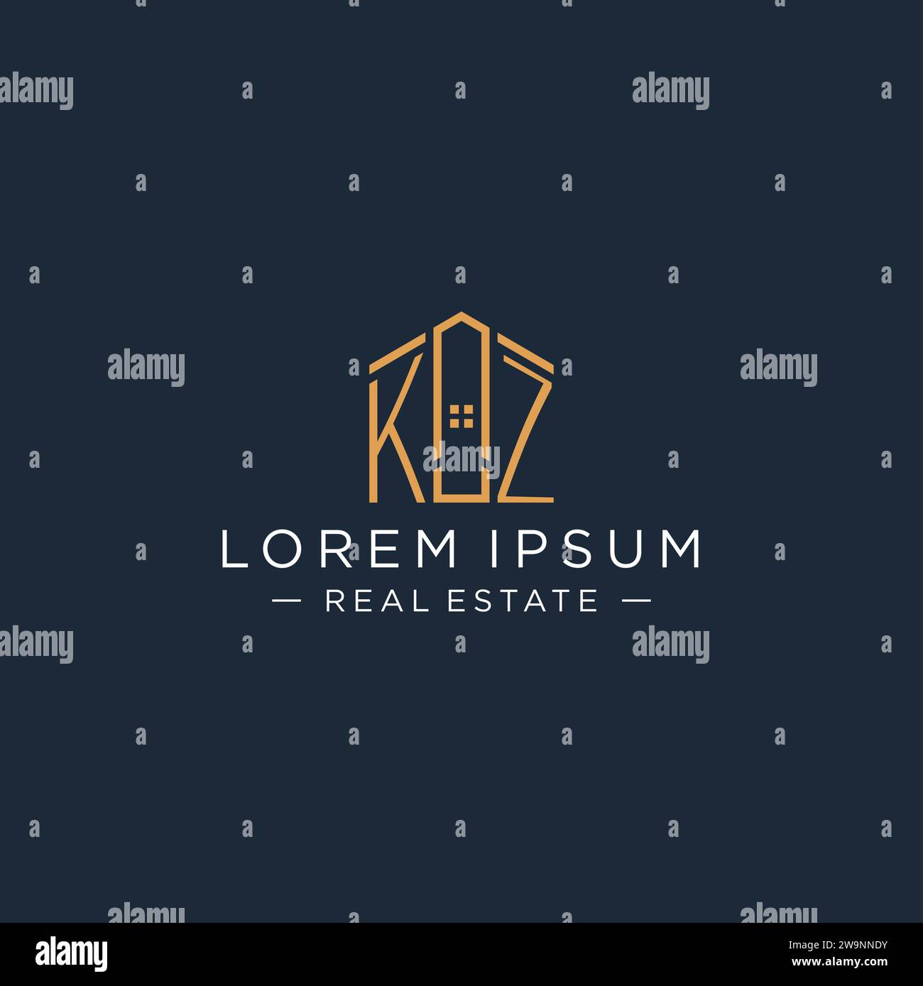 Initial letter KZ logo with abstract house shape, luxury and modern ...