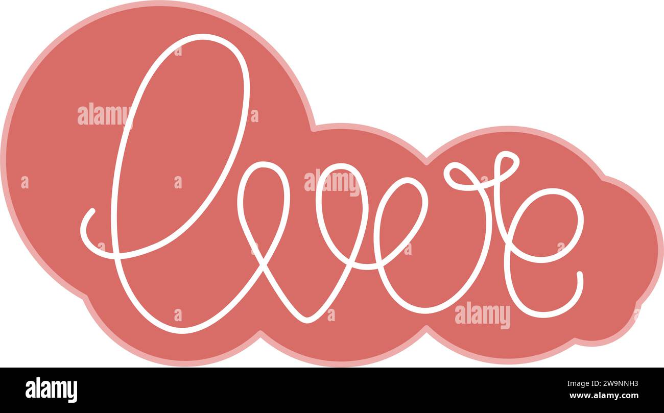 Sticker love clip art. Handwritten word love. Simple romance icon for